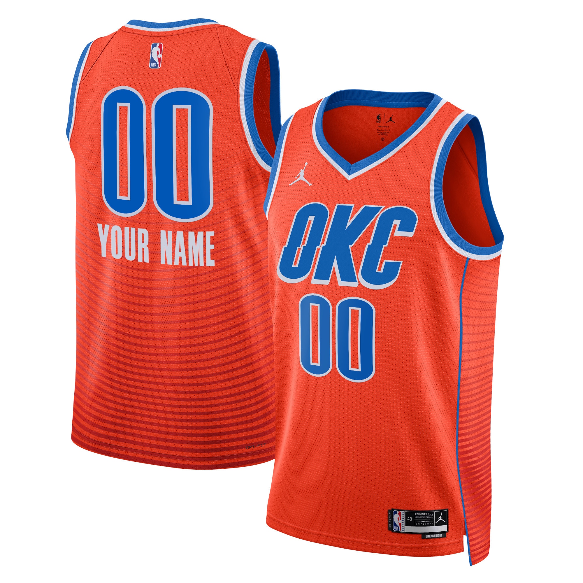 Oklahoma City Thunder Jordan Brand Unisex 2022\/23 Swingman Custom Jersey - Statement Edition - Orange cheap jerseys for sale - CheapJerseys.Shop