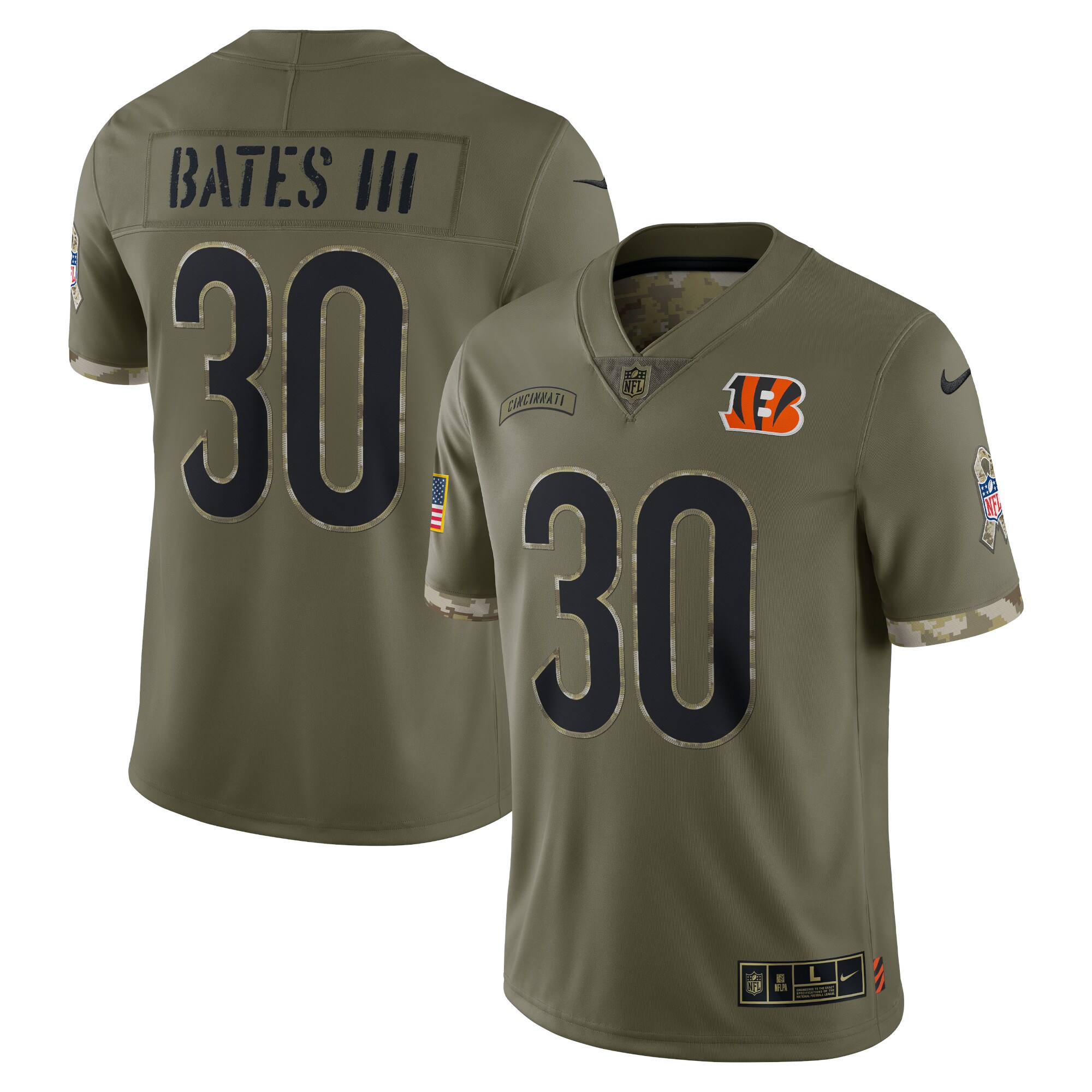 Jessie Bates III Cincinnati Bengals 2022 Salute To Service Limited Jersey - Olive cheap jerseys for sale - CheapJerseys.Shop