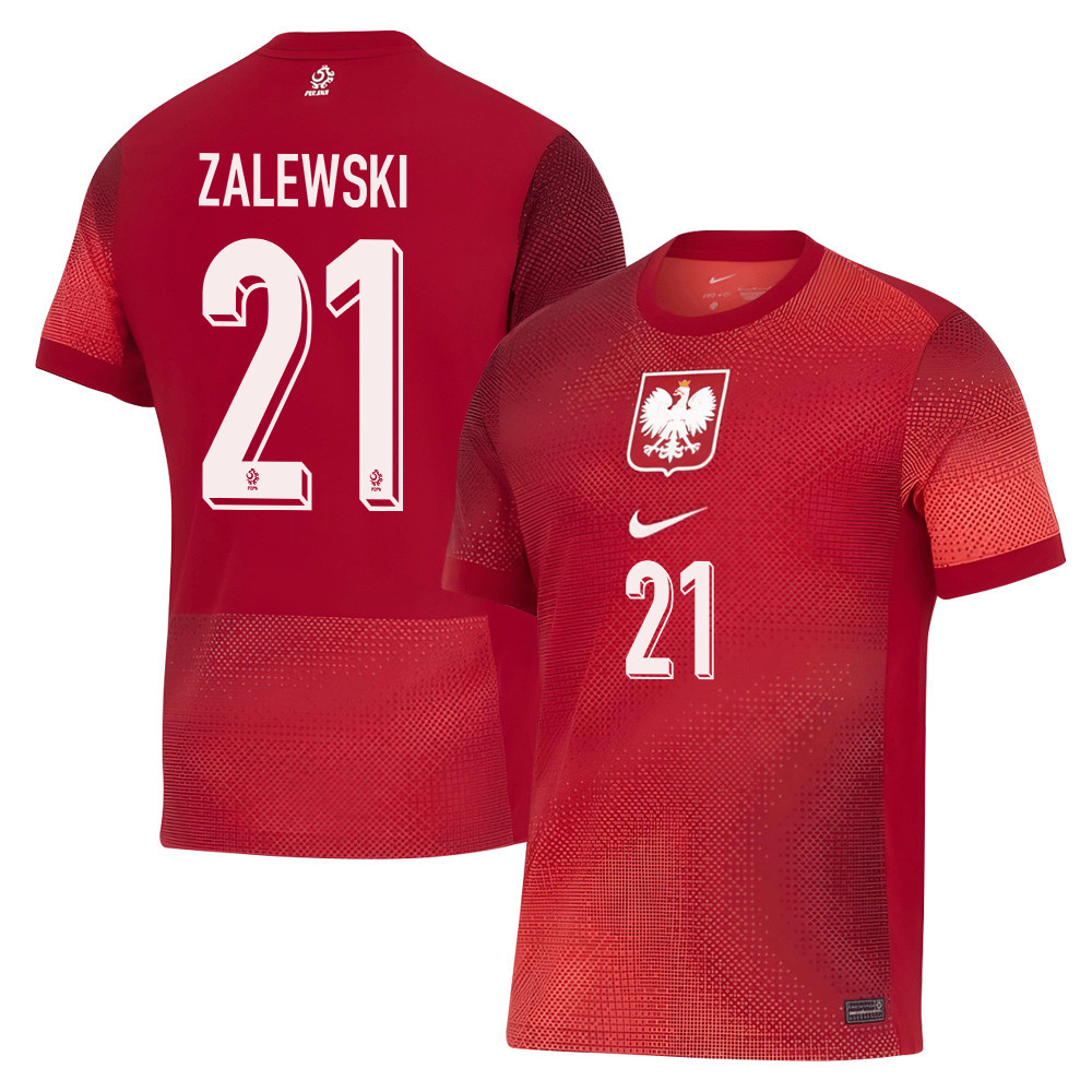 Nicola Zalewski 21 Poland National Team 2024/25 Away Men Jersey - Red cheap jerseys for sale - CheapJerseys.Shop