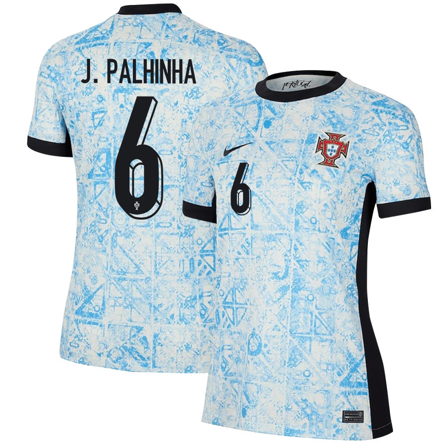 João Palhinha 6 Portugal National Team 2024/25 Away WOMEN Jersey - Cream/Blue cheap jerseys for sale - CheapJerseys.Shop