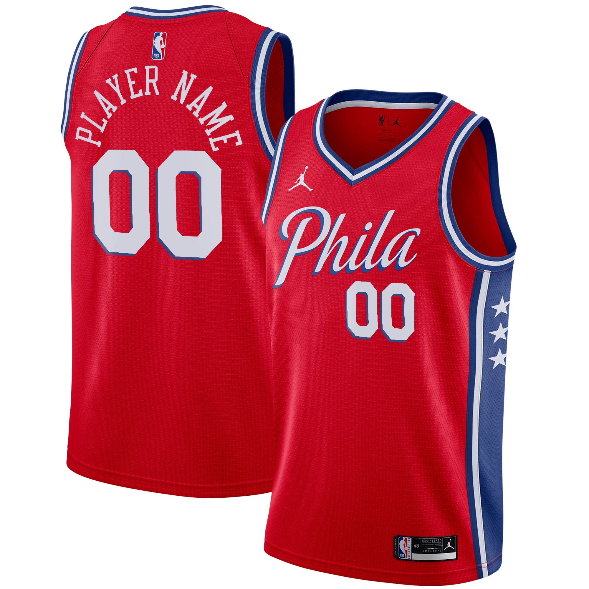 Philadelphia 76ers Jordan Brand Swingman Custom Jersey - Statement Edition - Red cheap jerseys for sale - CheapJerseys.Shop