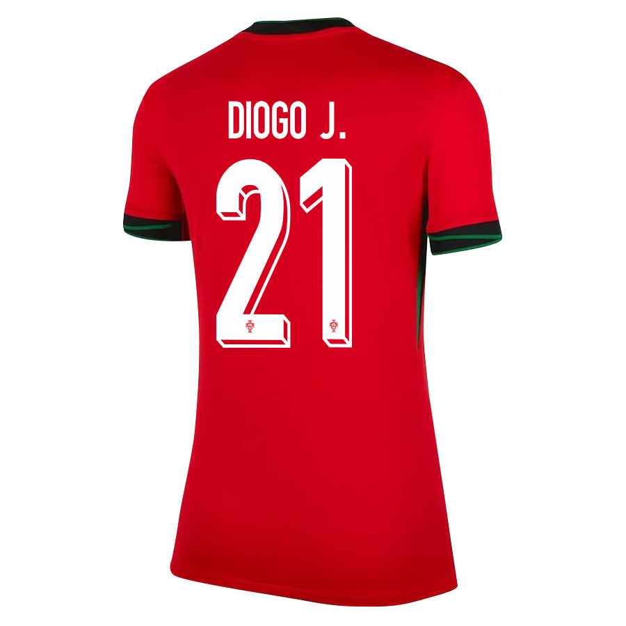 Diogo Jota 21 Portugal National Team 2024/25 Home WOMEN Jersey - Red cheap jerseys for sale - CheapJerseys.Shop