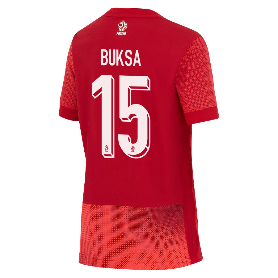 Adam Buksa 15 Poland National Team 2024/25 Away YOUTH Jersey - Red cheap jerseys for sale - CheapJerseys.Shop