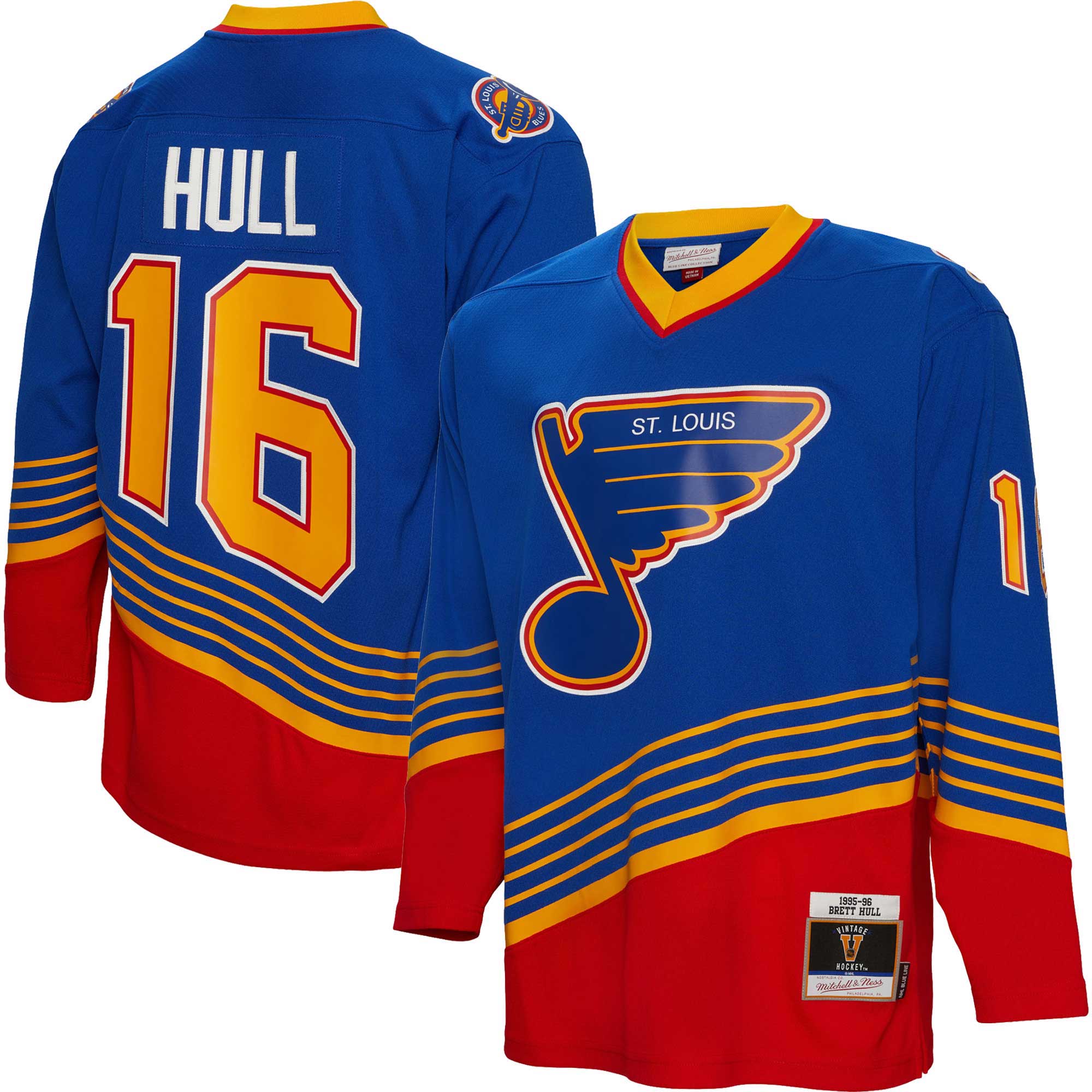 Brett Hull St. Louis Blues Mitchell & Ness 1995\/96 Blue Line Player Jersey - Blue cheap jerseys for sale - CheapJerseys.Shop