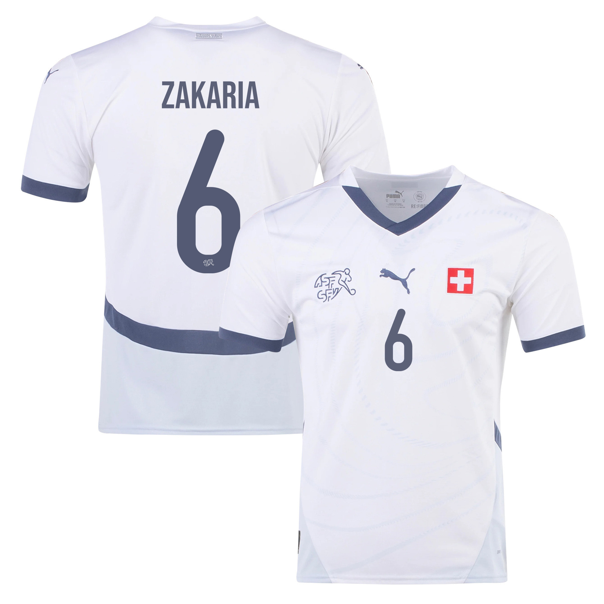 Denis Zakaria 6 Switzerland National Team 2024/25 Away Men Jersey - White cheap jerseys for sale - CheapJerseys.Shop