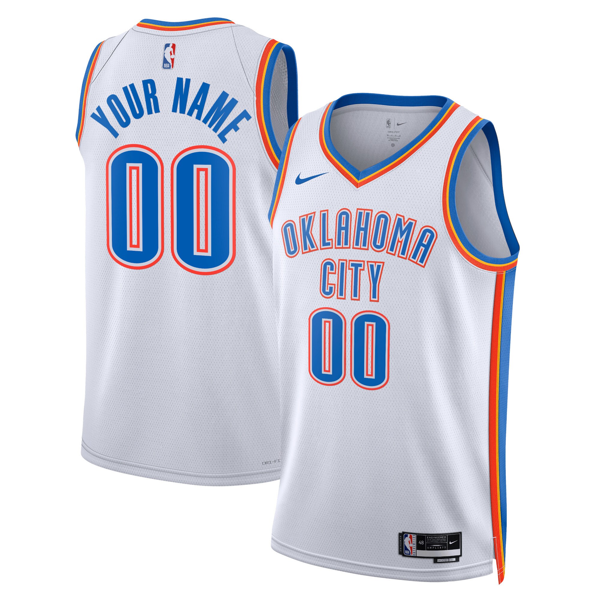Oklahoma City Thunder Unisex Swingman Custom Jersey White - Association Edition cheap jerseys for sale - CheapJerseys.Shop