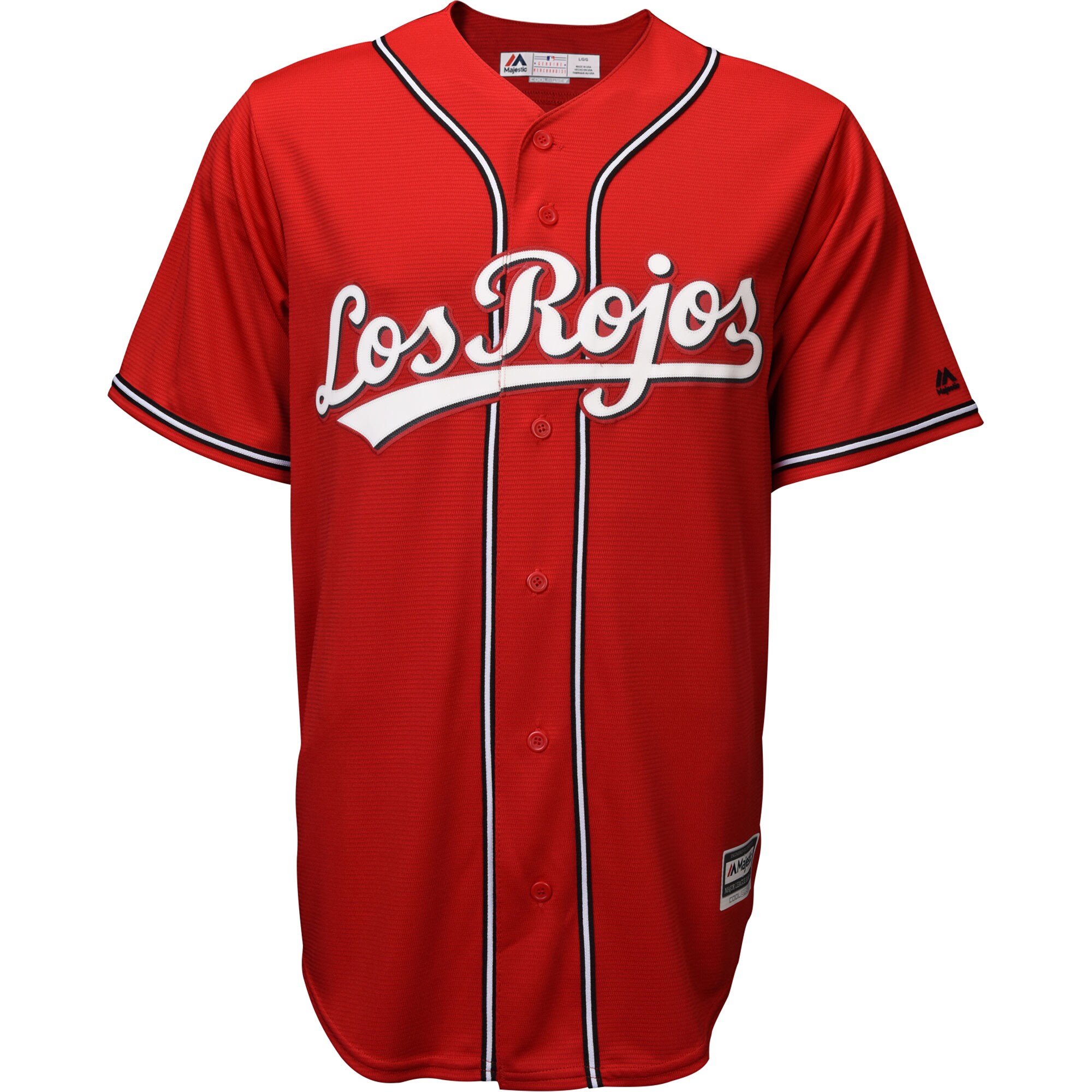 Cincinnati Reds Majestic Alternate Los Rojos Cool Base Jersey - Scarlet cheap jerseys for sale - CheapJerseys.Shop