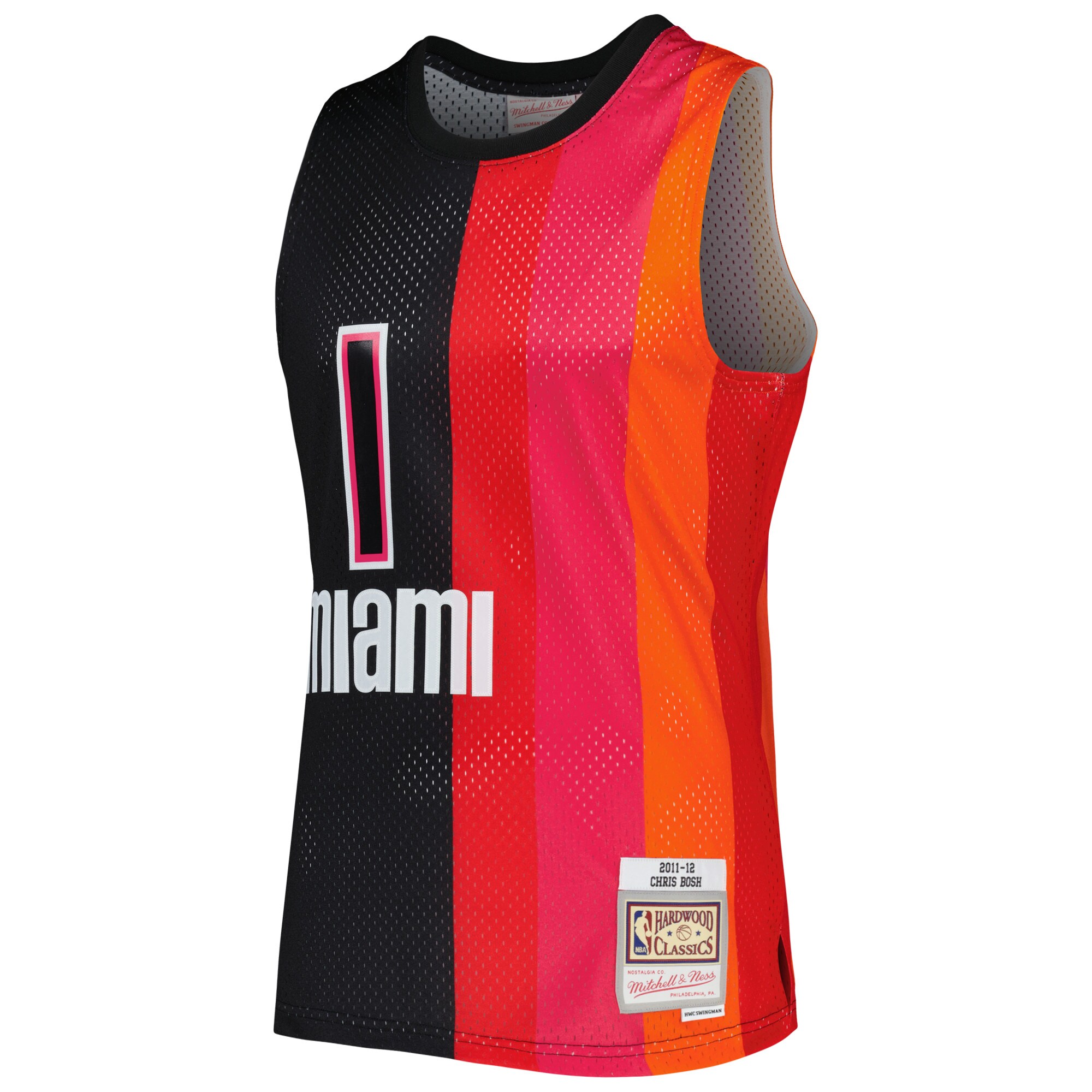 Chris Bosh Miami Heat Mitchell & Ness Hardwood Classics 2011\/12 Split Swingman Jersey - Black\/Red cheap jerseys for sale - CheapJerseys.Shop