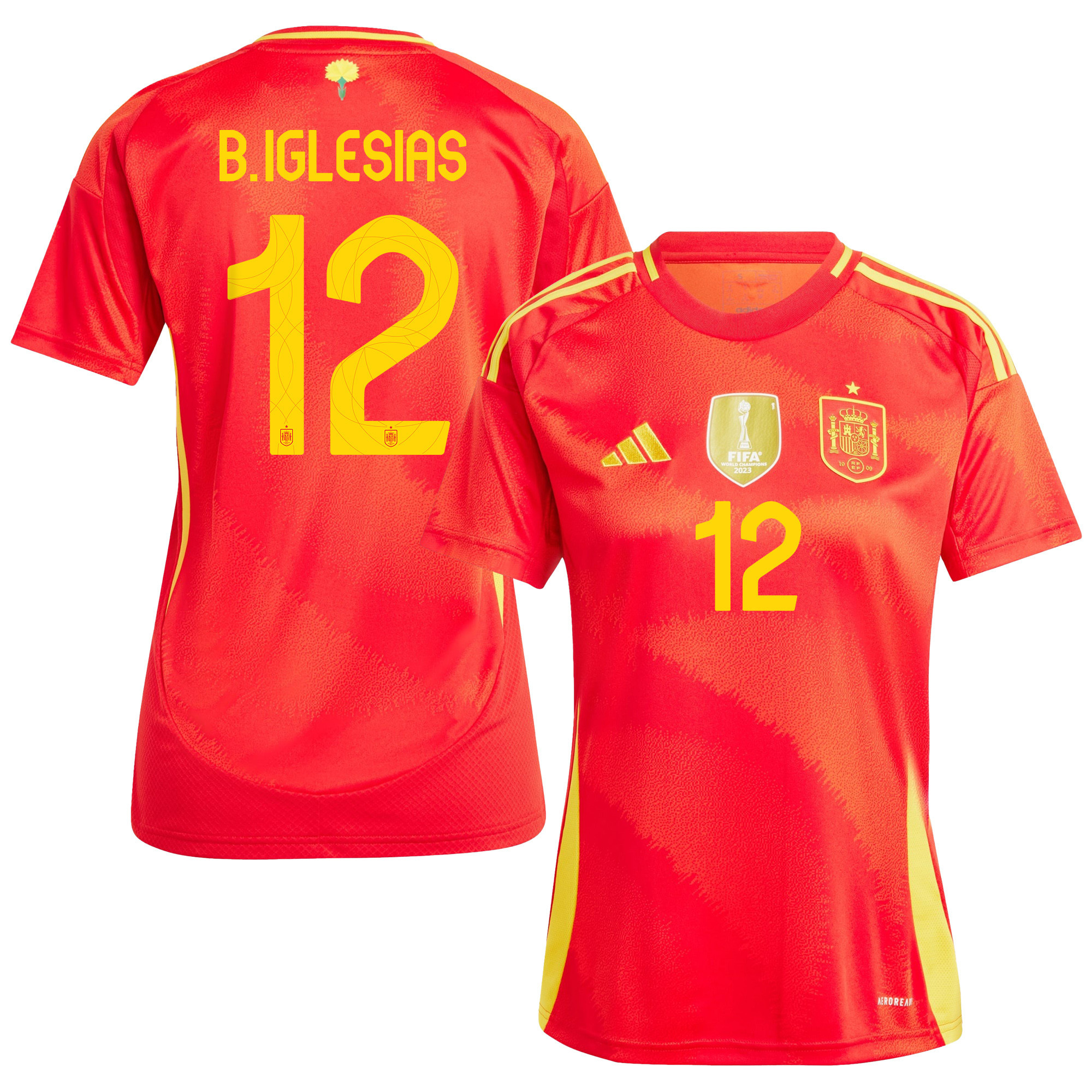 Borja Iglesias 12 Spain National Team 2024 Home WOMEN Jersey - Red cheap jerseys for sale - CheapJerseys.Shop