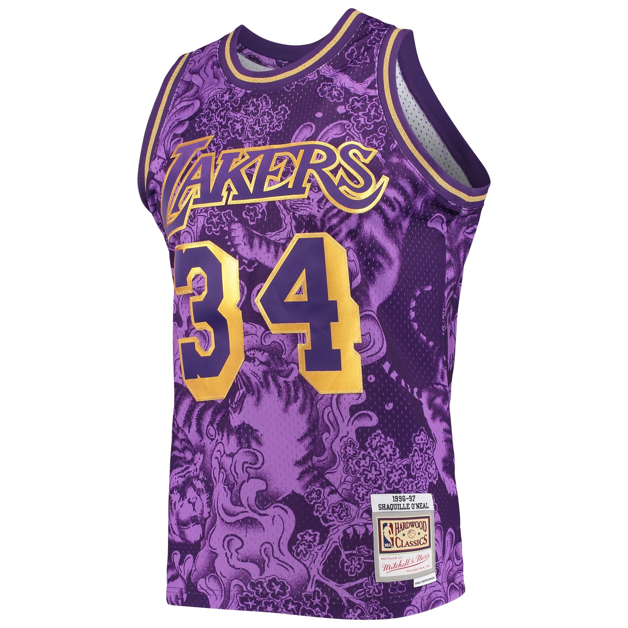 Shaquille O'Neal Los Angeles Lakers Mitchell & Ness Hardwood Classics 1996\/97 Lunar New Year Swingman Jersey - Purple cheap jerseys for sale - CheapJerseys.Shop