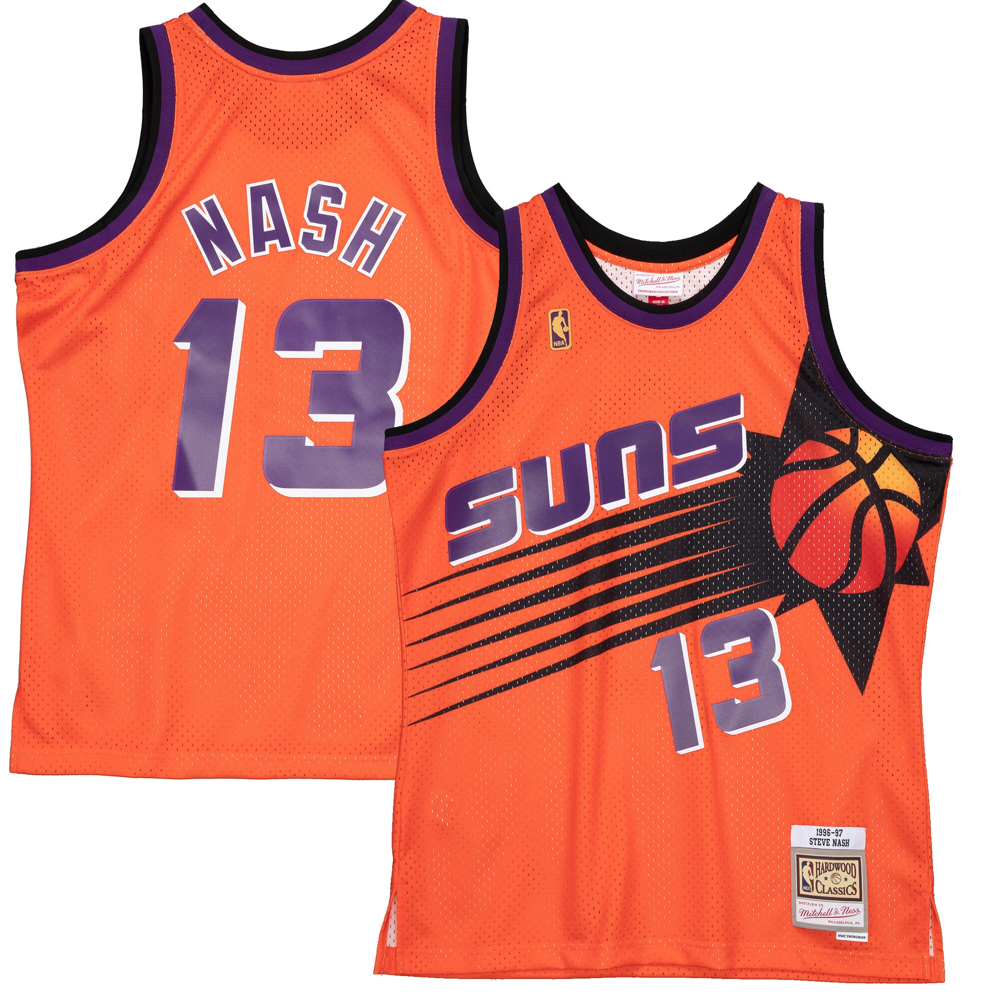 Steve Nash Phoenix Suns Mitchell & Ness 1996-97 Hardwood Classics Reload 2.0 Swingman Jersey - Orange cheap jerseys for sale - CheapJerseys.Shop