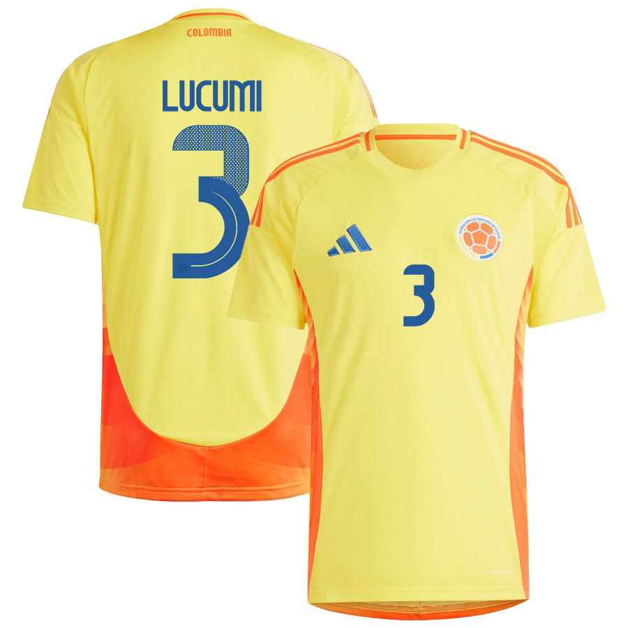 Jhon Lucumi 3 Colombia National Team 2024/25 Home Men Jersey - Yellow cheap jerseys for sale - CheapJerseys.Shop
