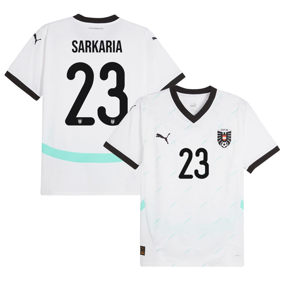 Manprit Sarkaria 23 Austria National Team 2024/25 Away Men Jersey - White cheap jerseys for sale - CheapJerseys.Shop