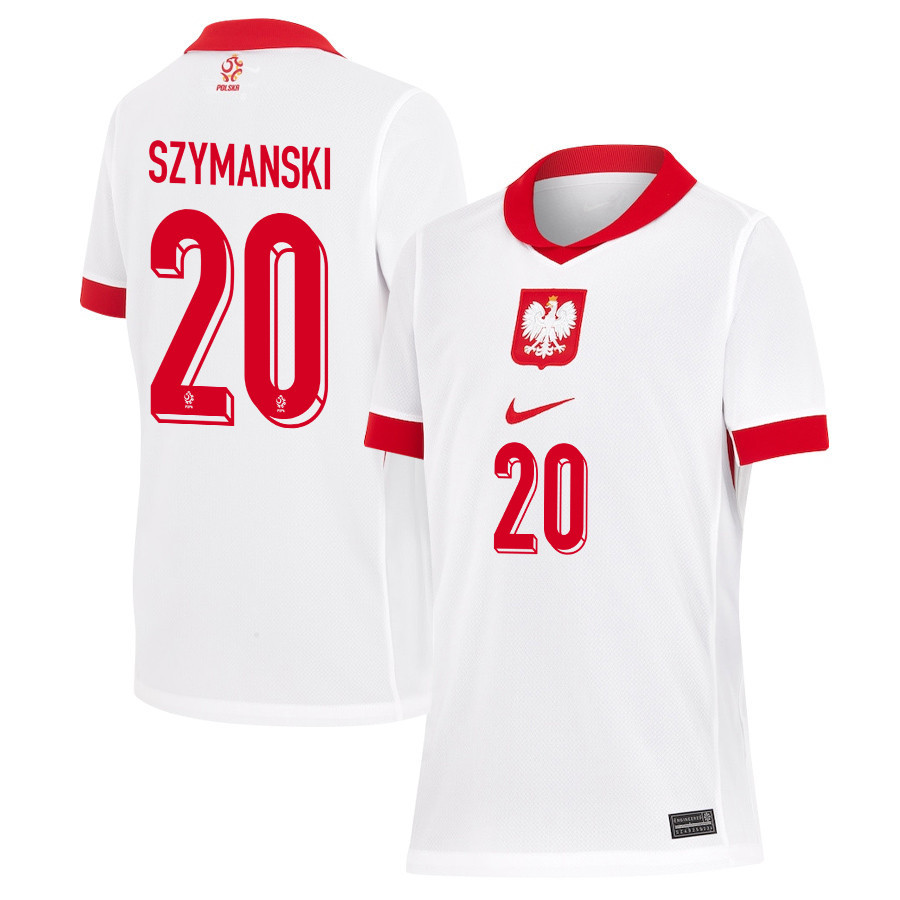 Sebastian Szymanski 20 Poland National Team 2024/25 Home YOUTH Jersey - White cheap jerseys for sale - CheapJerseys.Shop