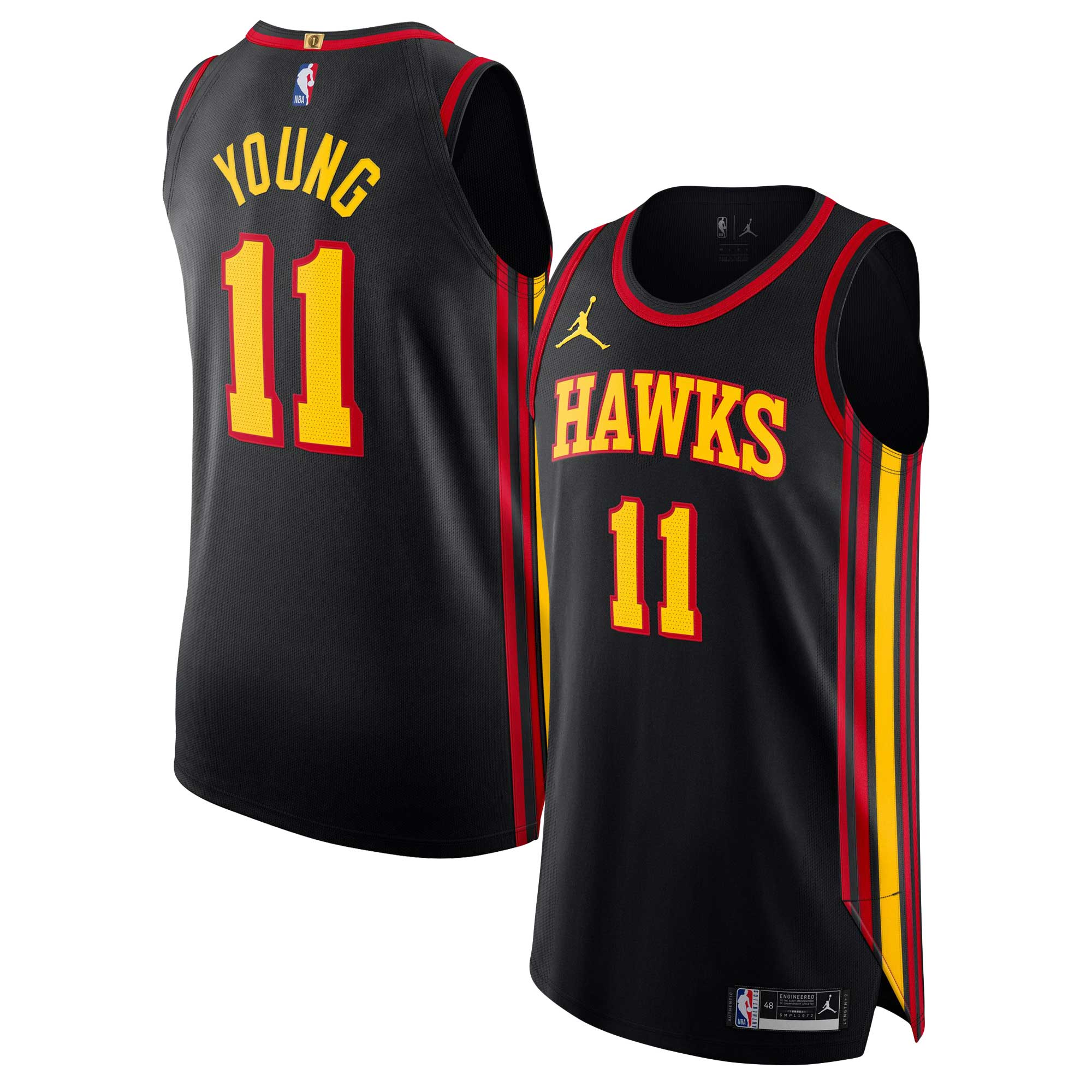 Trae Young Atlanta Hawks Jordan Brand Authentic Player Jersey - Statement Edition - Black cheap jerseys for sale - CheapJerseys.Shop