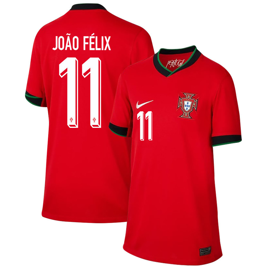 João Félix 11 Portugal National Team 2024/25 Home YOUTH Jersey - Red cheap jerseys for sale - CheapJerseys.Shop