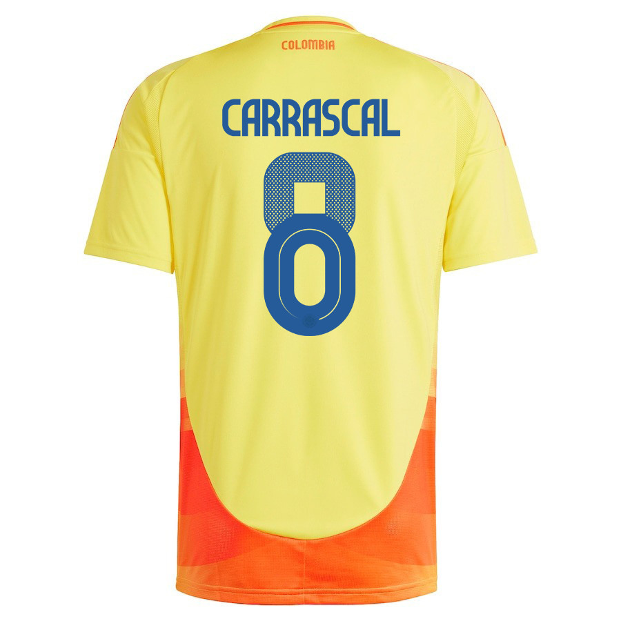 Jorge Carrascal 8 Colombia National Team 2024/25 Home Men Jersey - Yellow cheap jerseys for sale - CheapJerseys.Shop