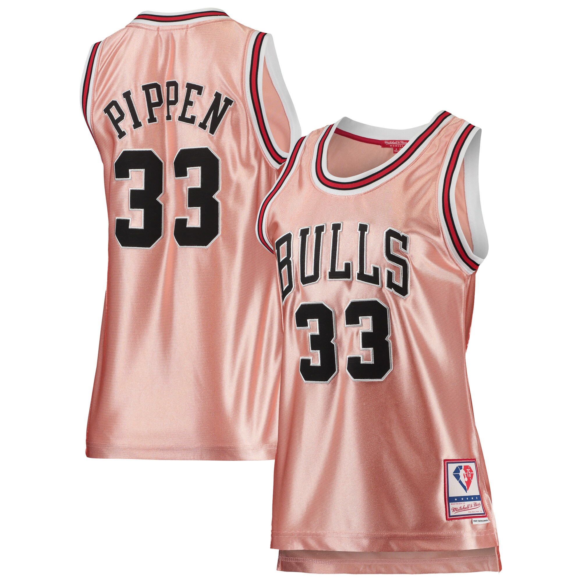 Scottie Pippen Chicago Bulls Mitchell & Ness Women's 75th Anniversary Rose Gold 1997 Swingman Jersey - Pink cheap jerseys for sale - CheapJerseys.Shop