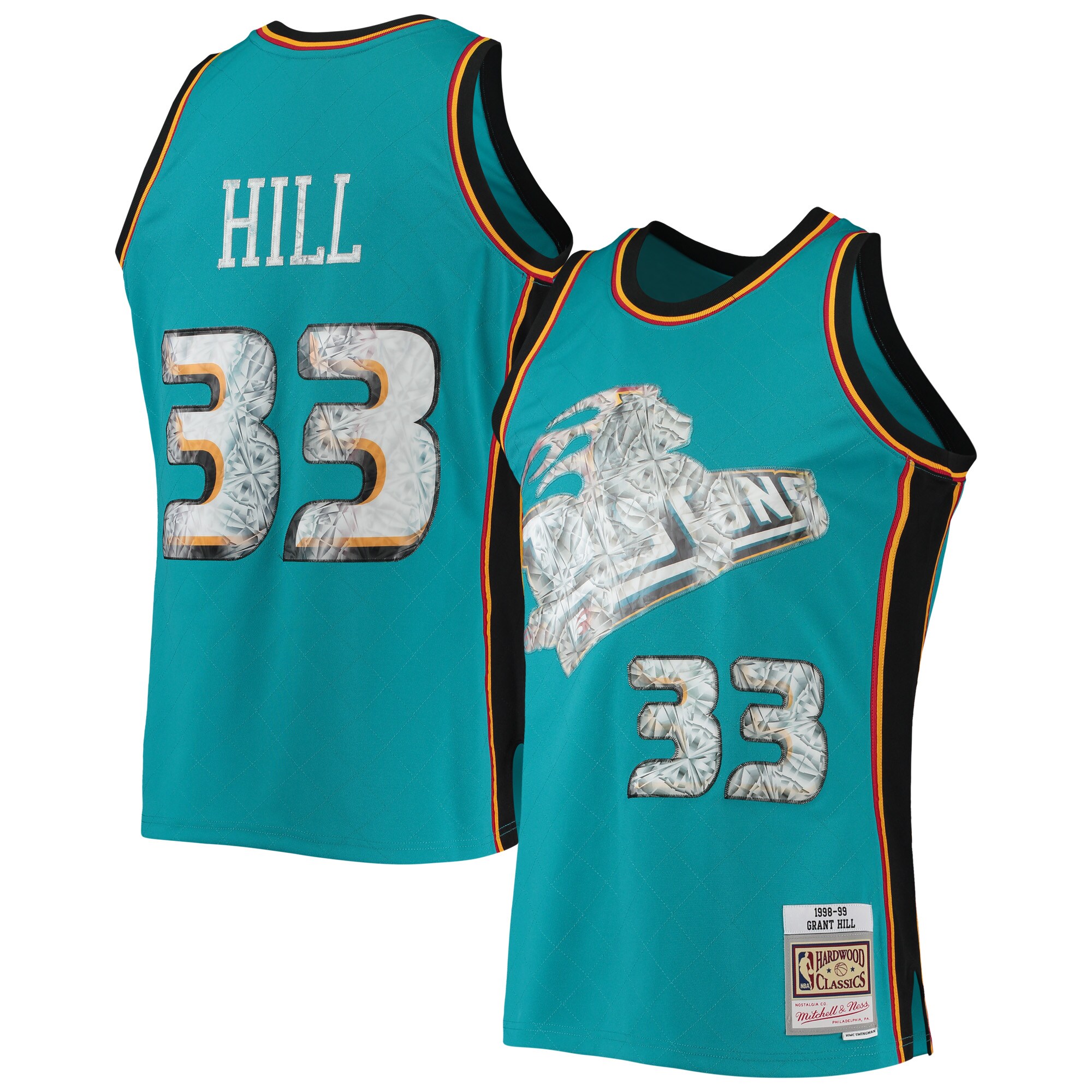 Grant Hill Detroit Pistons Mitchell & Ness 1998\/99 Hardwood Classics 75th Anniversary Diamond Swingman Jersey - Teal cheap jerseys for sale - CheapJerseys.Shop