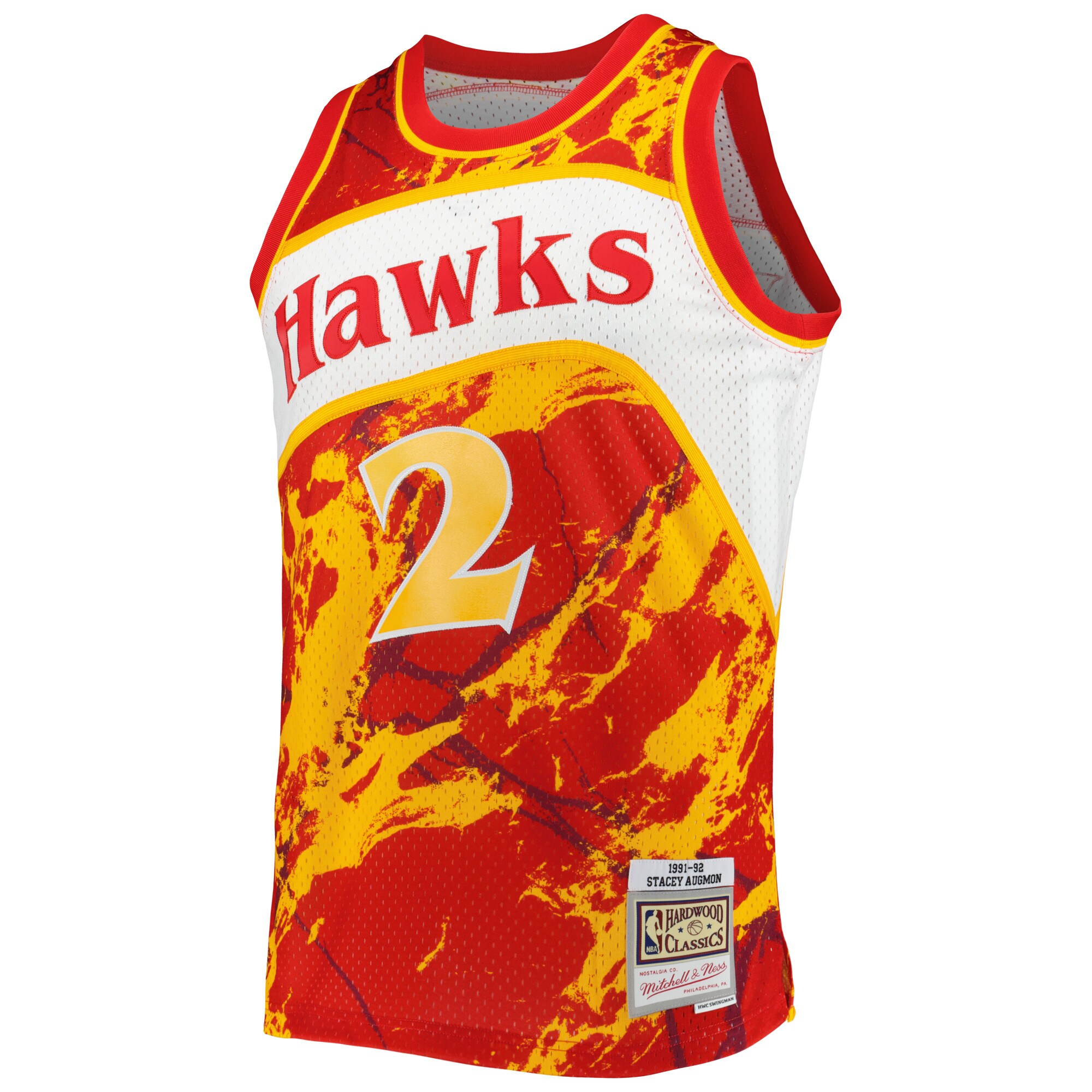 Stacey Augmon Atlanta Hawks Mitchell & Ness 1991\/92 Hardwood Classics Marble Swingman Jersey - Red cheap jerseys for sale - CheapJerseys.Shop