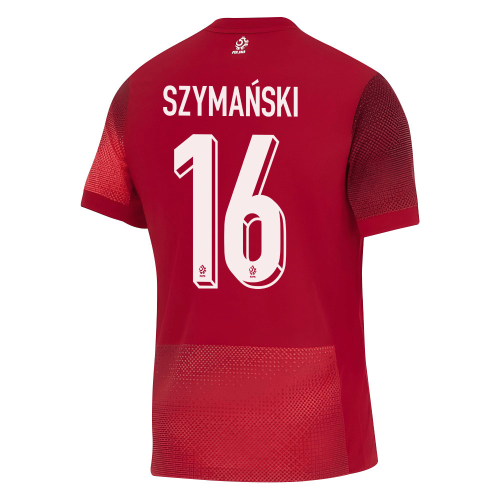 Damian Szymański 16 Poland National Team 2024/25 Away Men Jersey - Red cheap jerseys for sale - CheapJerseys.Shop
