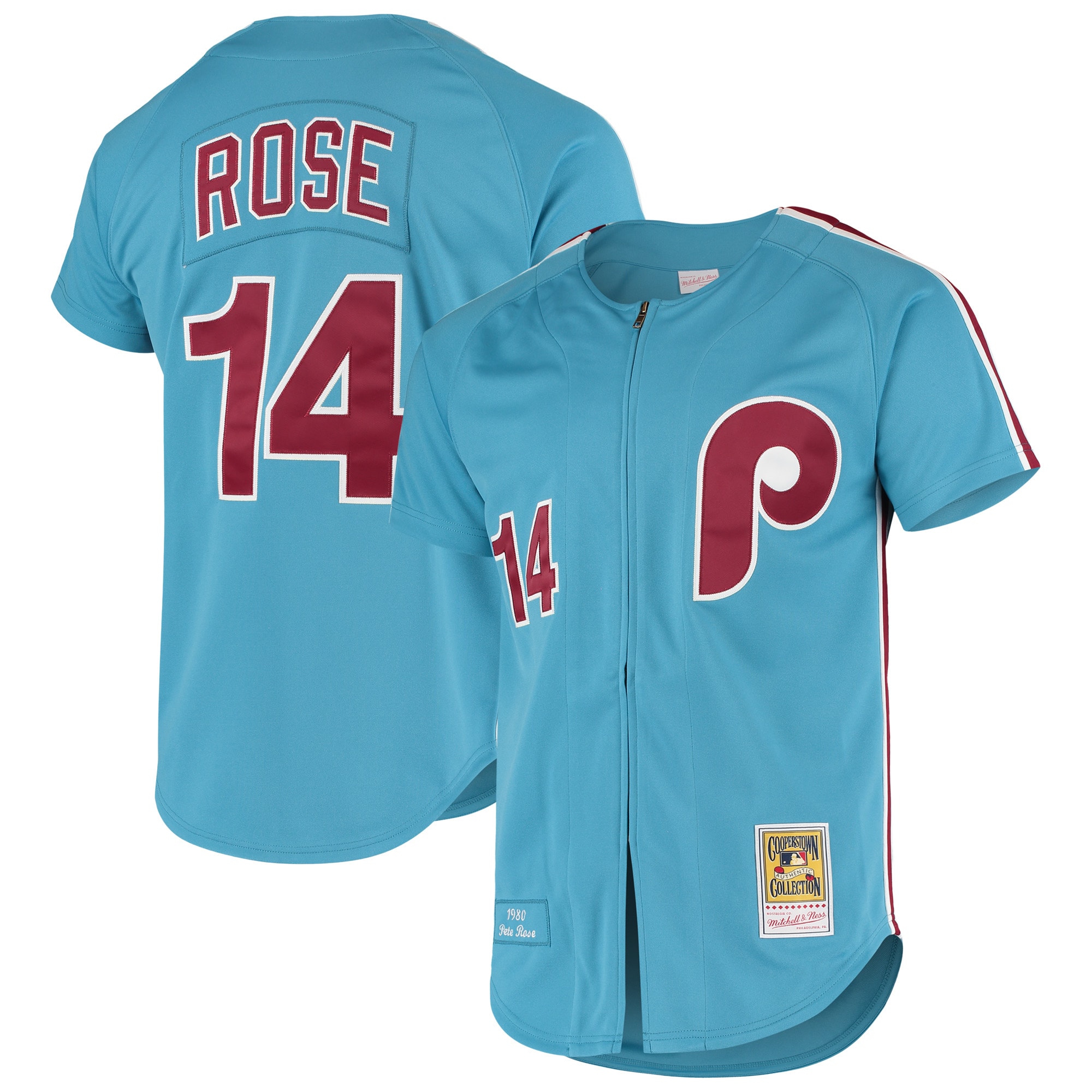 Pete Rose Philadelphia Phillies Mitchell & Ness Cooperstown Collection Authentic Jersey - Light Blue cheap jerseys for sale - CheapJerseys.Shop