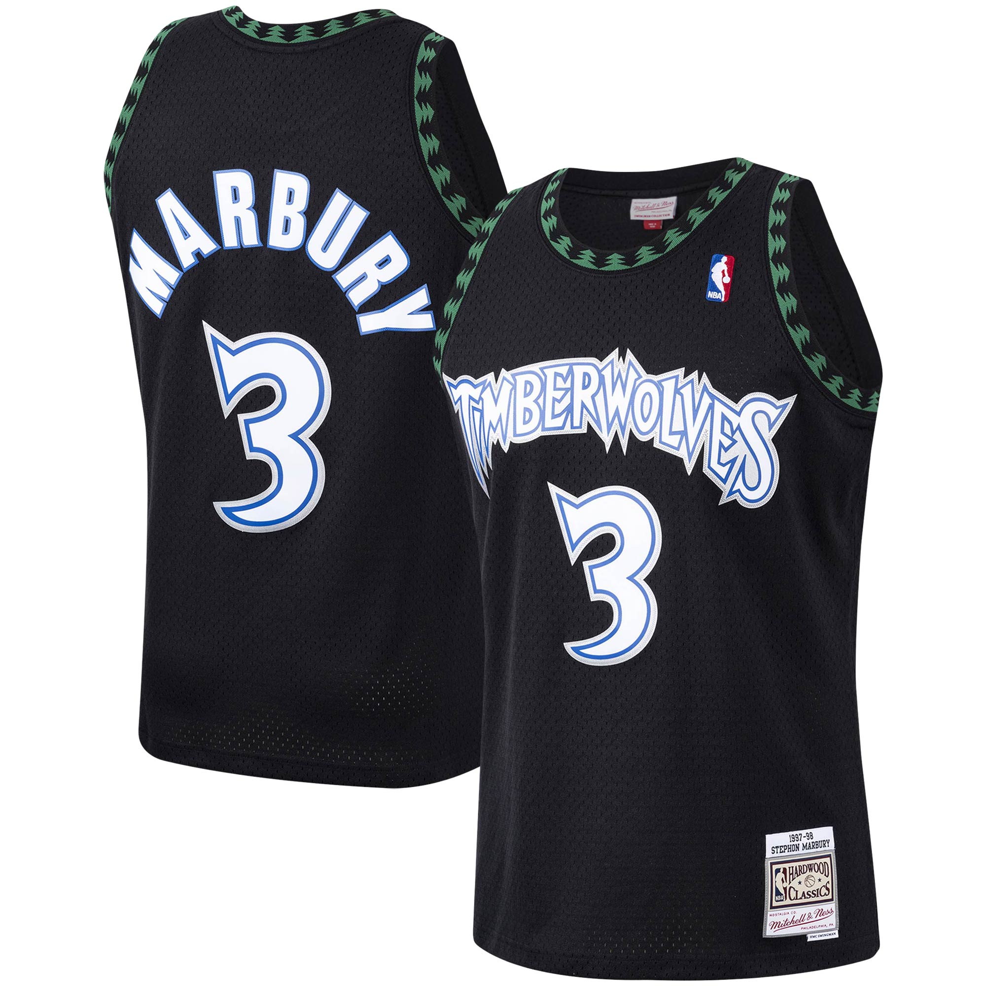 Stephon Marbury Minnesota Timberwolves Mitchell & Ness 1997\/98 Hardwood Classics Swingman Jersey - Black cheap jerseys for sale - CheapJerseys.Shop