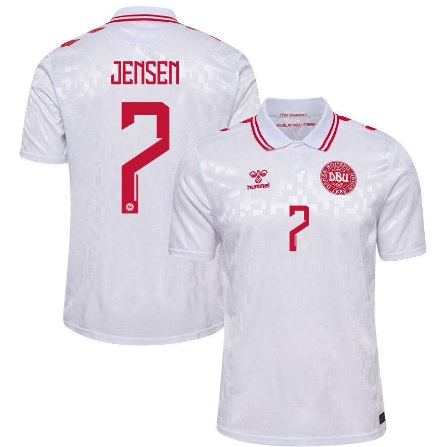 Mathias Jensen 7 Denmark National Team 2024/25 Away Men Jersey - White cheap jerseys for sale - CheapJerseys.Shop