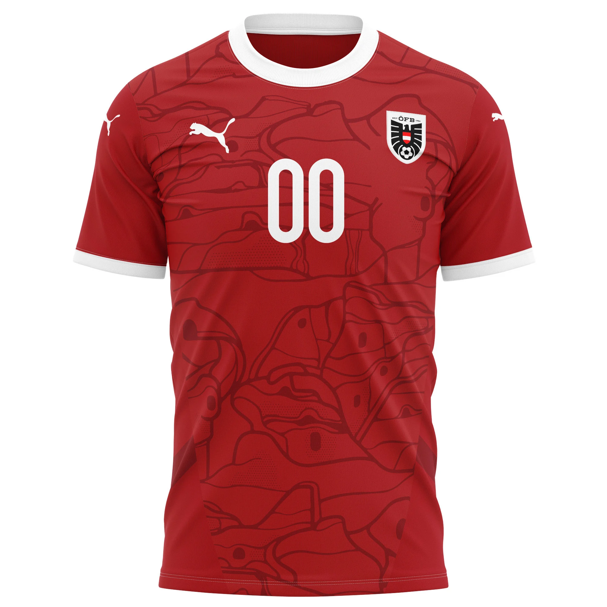 Austria National Team 2024/25 Home Kits Custom AOP T-shirt - Red cheap jerseys for sale - CheapJerseys.Shop