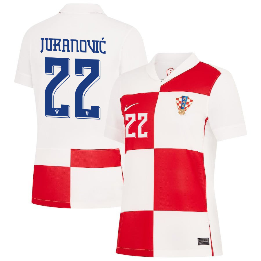 Josip Juranović 22 Croatia National Team 2024 Home WOMEN Jersey - White cheap jerseys for sale - CheapJerseys.Shop