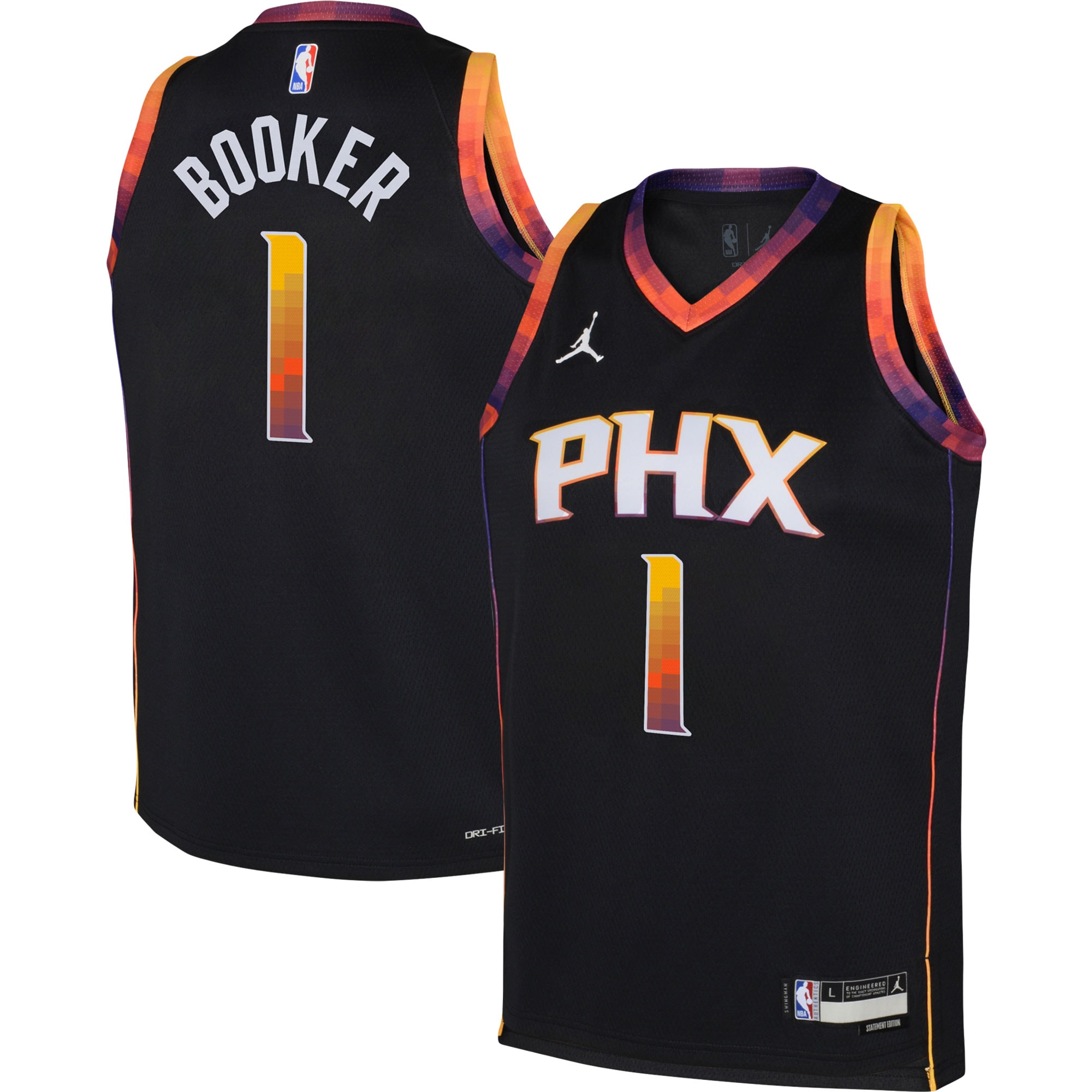 Devin Booker Phoenix Suns Jordan Brand Youth Swingman Jersey - Statement Edition - Black cheap jerseys for sale - CheapJerseys.Shop