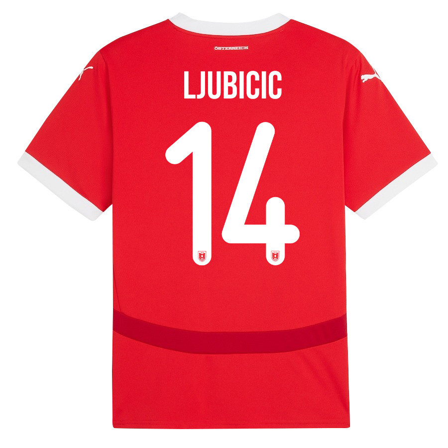 Dejan Ljubicic 14 Austria National Team 2024/25 Home Men Jersey - Red cheap jerseys for sale - CheapJerseys.Shop
