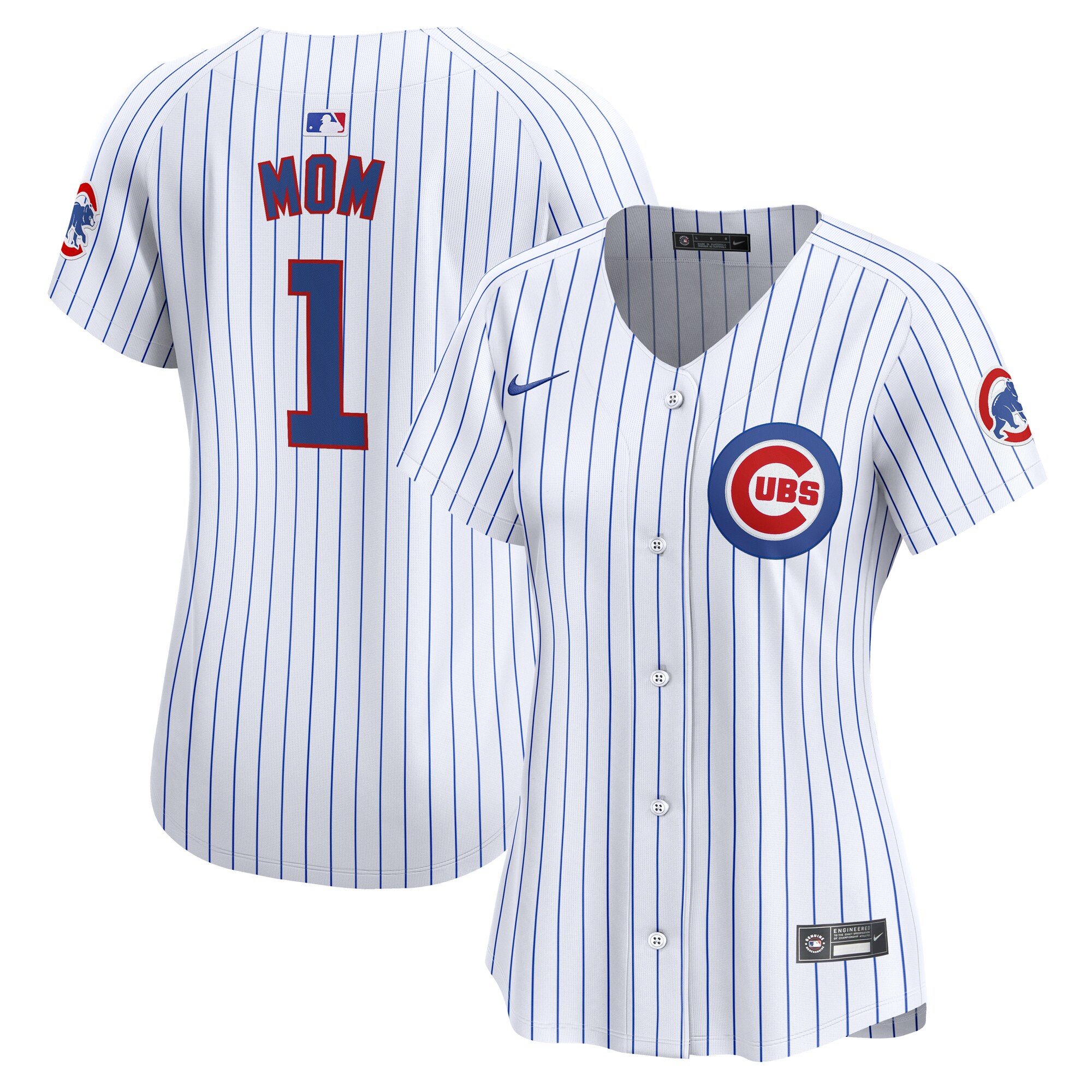 Chicago Cubs Women's #1 Mom Home Limited Jersey - White cheap jerseys for sale - CheapJerseys.Shop