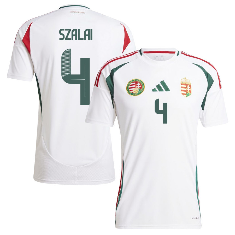 Attila Szalai 4 Hungary National Team 2024/25 Away Men Jersey - White cheap jerseys for sale - CheapJerseys.Shop