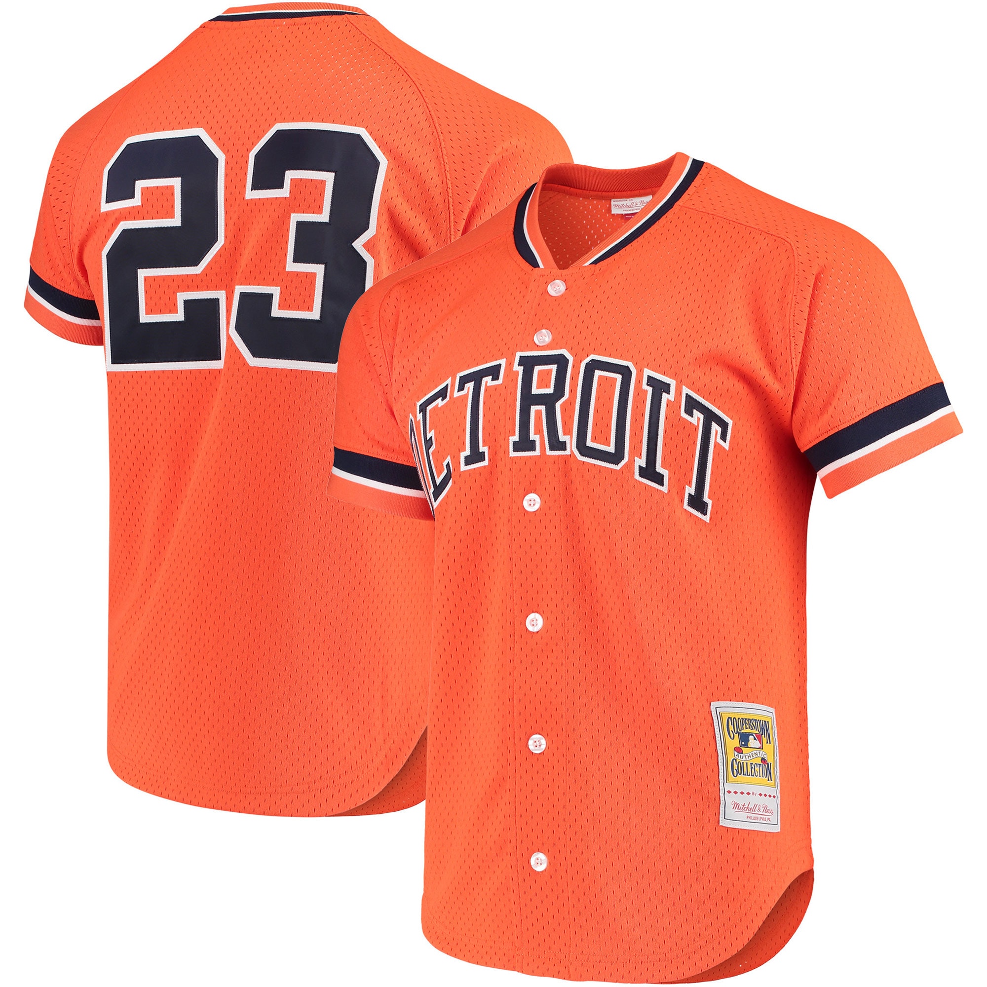 Kirk Gibson Detroit Tigers Mitchell & Ness Cooperstown Collection Mesh Batting Practice Button-Up Jersey - Orange cheap jerseys for sale - CheapJerseys.Shop