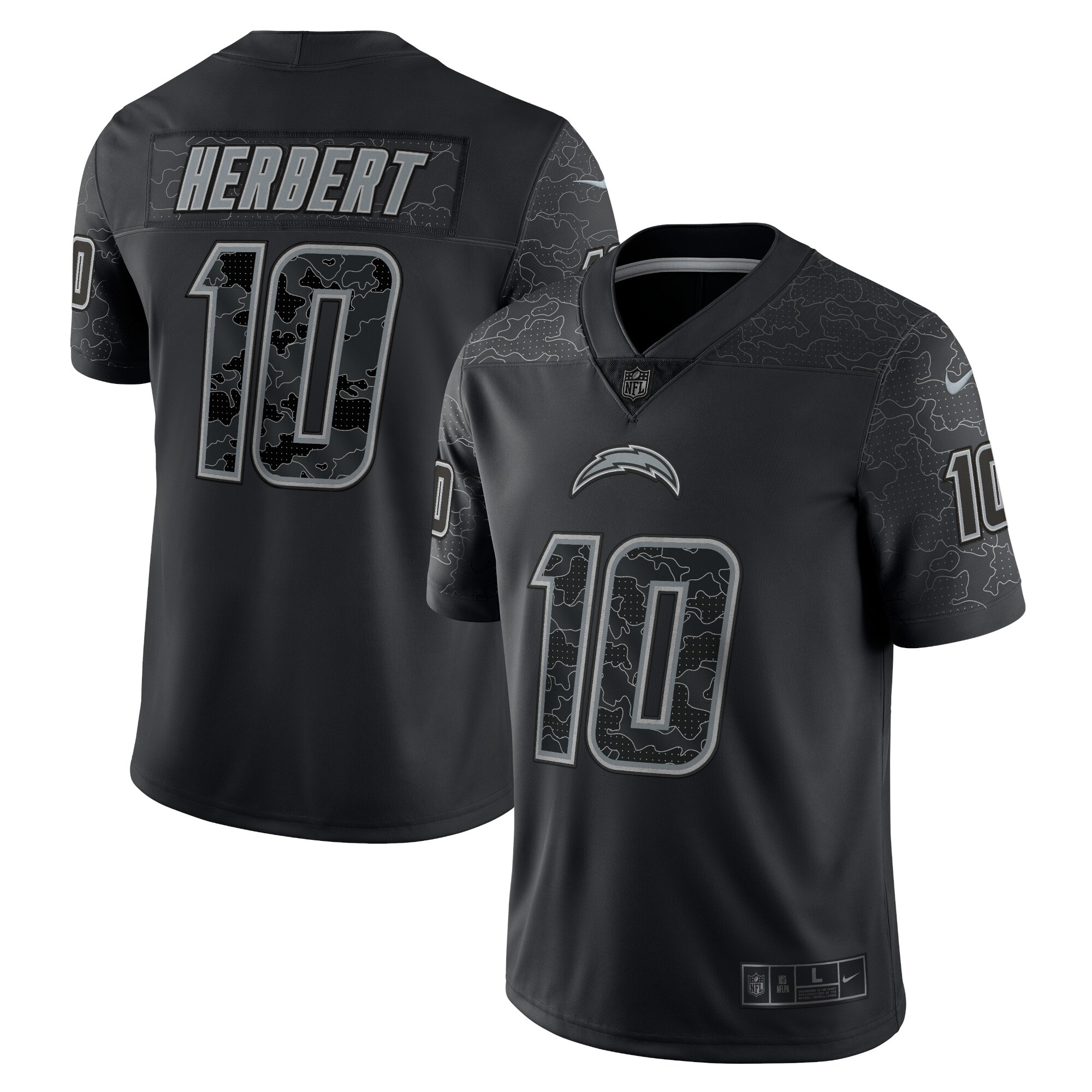 Justin Herbert Los Angeles Chargers RFLCTV Limited Jersey - Black cheap jerseys for sale - CheapJerseys.Shop