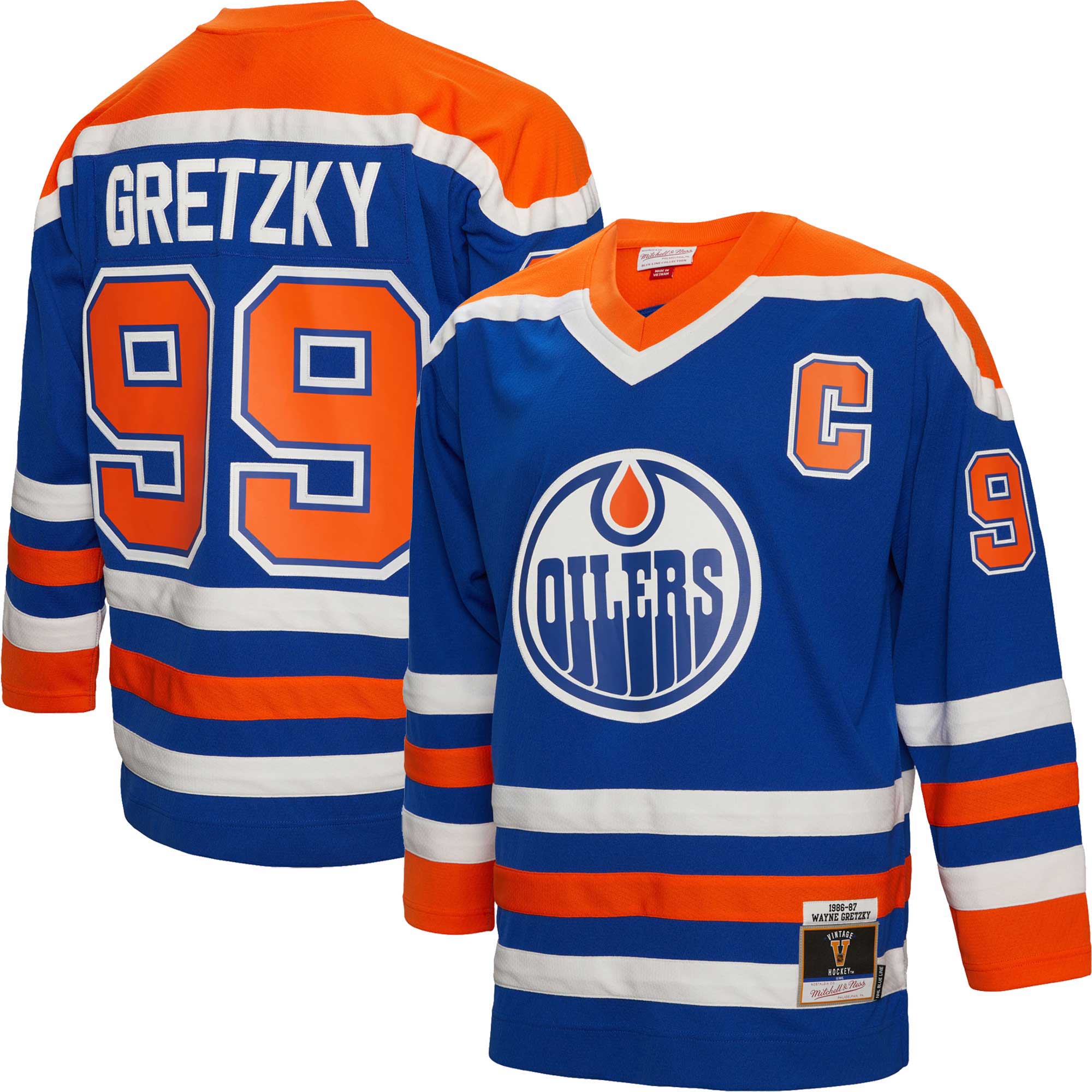 Wayne Gretzky Edmonton Oilers Mitchell & Ness Big & Tall 1986 Captain Patch Blue Line Player Jersey - Royal cheap jerseys for sale - CheapJerseys.Shop