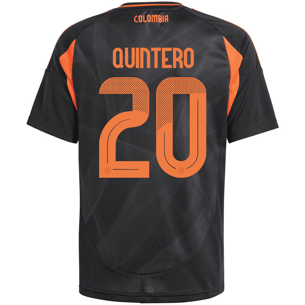 Juan Quintero 20 Colombia National Team 2024/25 Away YOUTH Jersey - Black cheap jerseys for sale - CheapJerseys.Shop