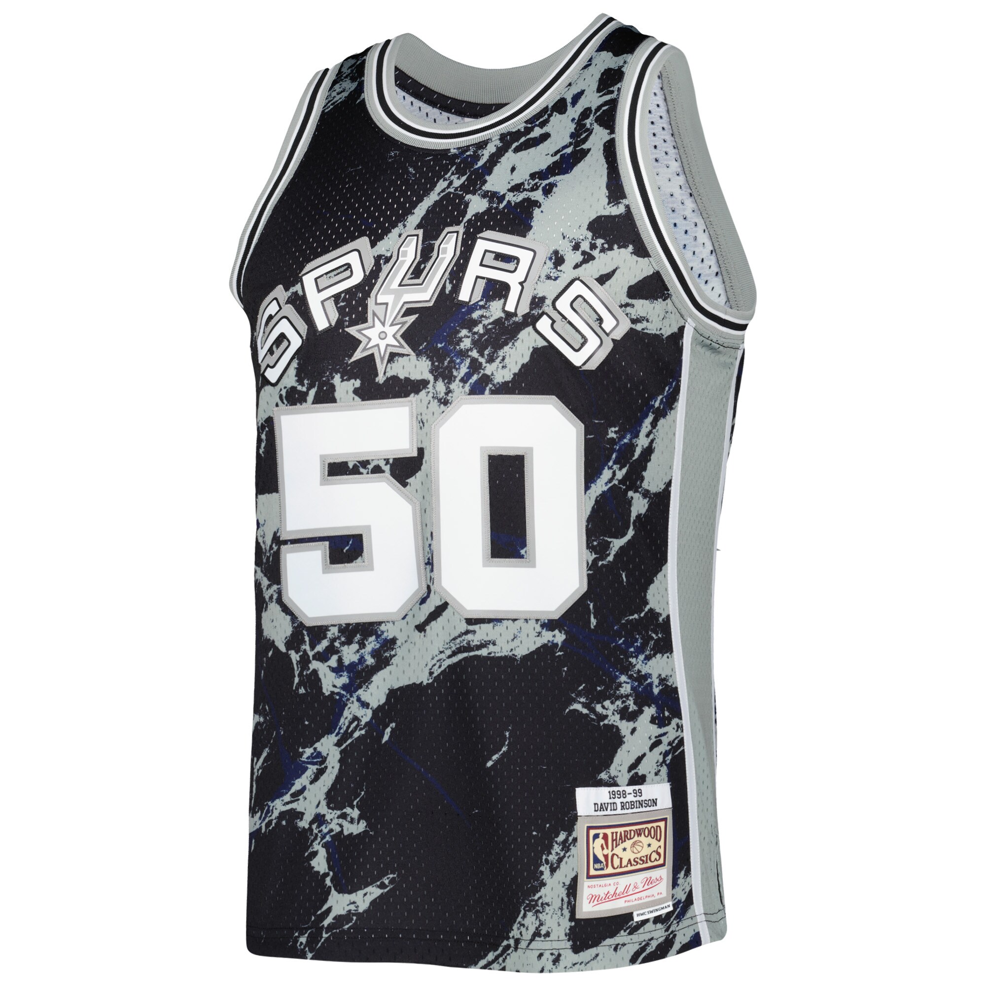 David Robinson San Antonio Spurs Mitchell & Ness 1998\/99 Hardwood Classics Marble Swingman Jersey - Black cheap jerseys for sale - CheapJerseys.Shop