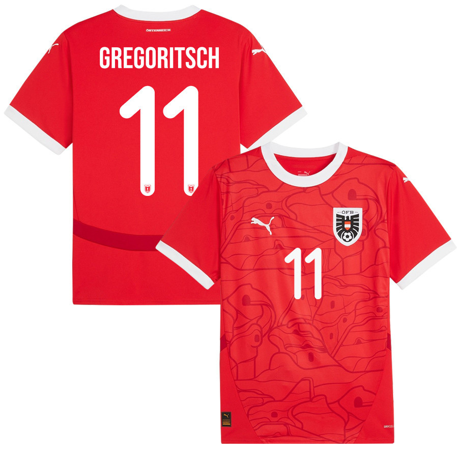 Michael Gregoritsch 11 Austria National Team 2024/25 Home Men Jersey - Red cheap jerseys for sale - CheapJerseys.Shop