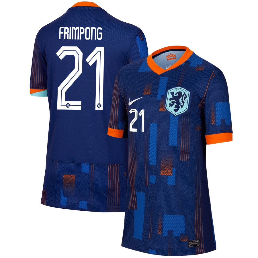 Jeremie Frimpong 21 Netherlands National Team 2024/25 Away YOUTH Jersey - Navy cheap jerseys for sale - CheapJerseys.Shop