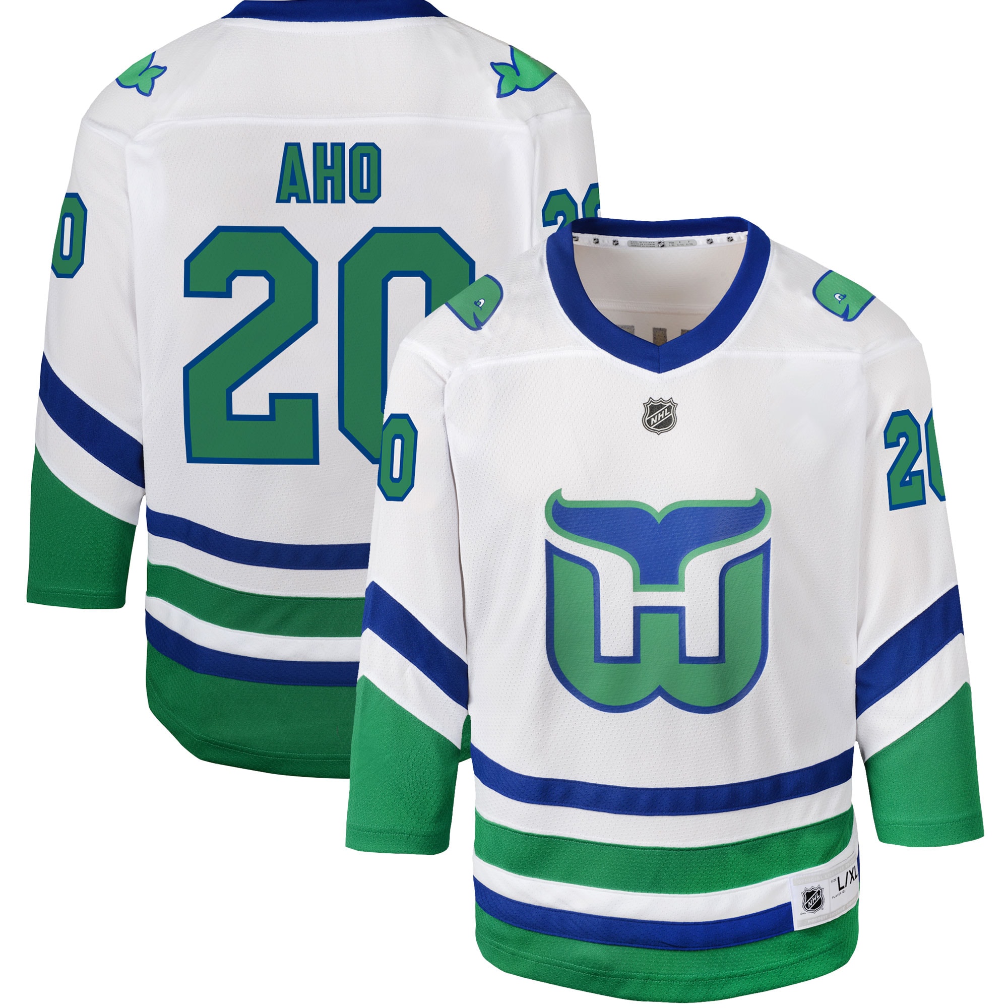 Sebastian Aho Carolina Hurricanes Youth Whalers Replica Jersey - White cheap jerseys for sale - CheapJerseys.Shop