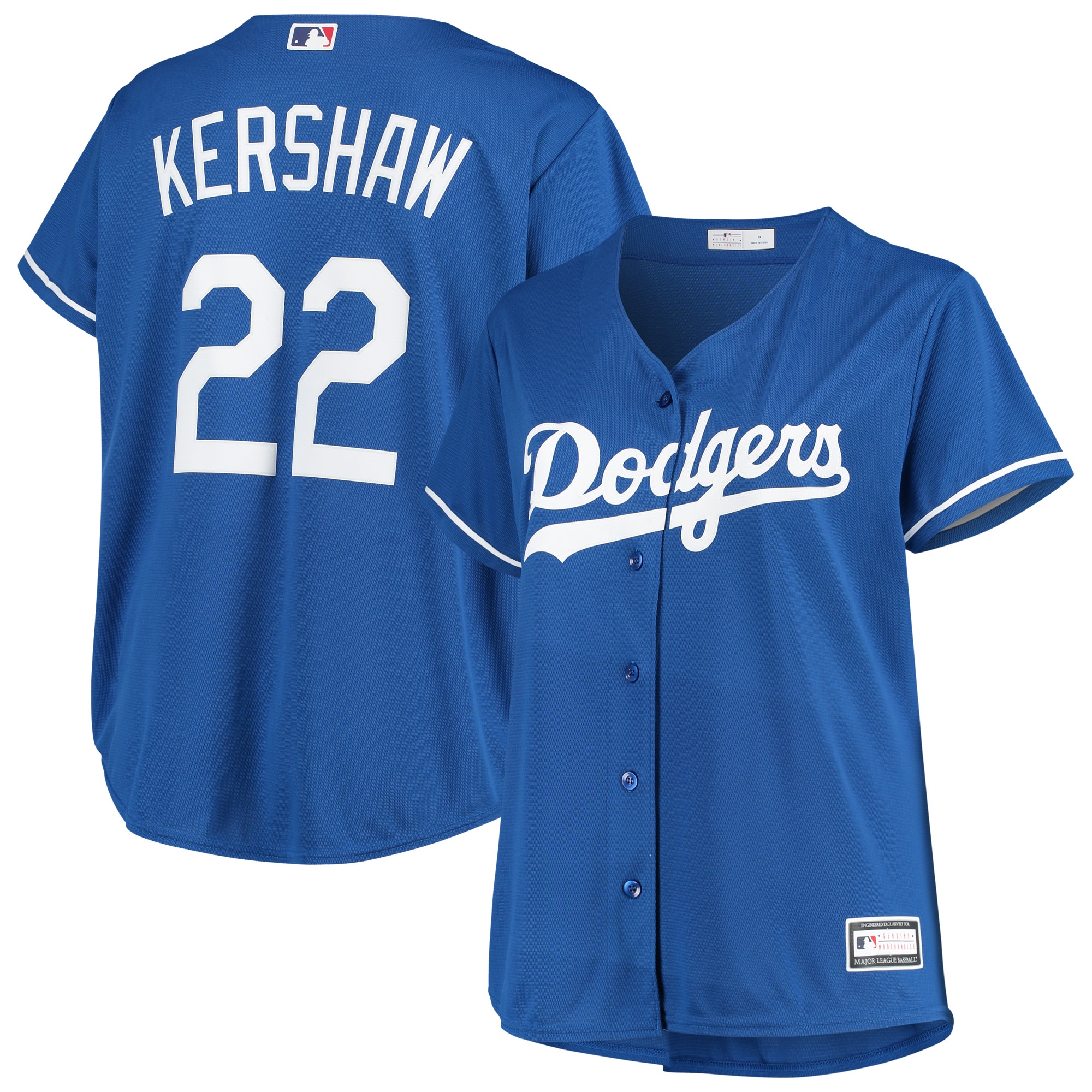 Clayton Kershaw Los Angeles Dodgers Women's Plus Size Replica Player Jersey - Royal cheap jerseys for sale - CheapJerseys.Shop