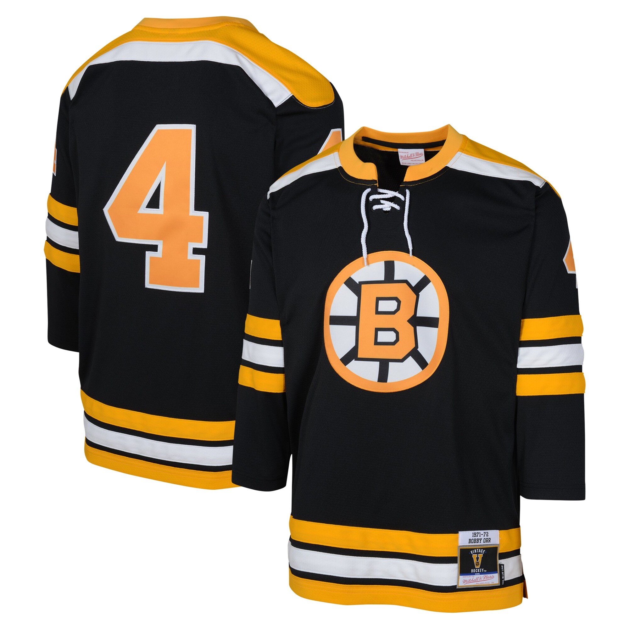 Bobby Orr Boston Bruins Mitchell & Ness Youth 1971 Blue Line Player Jersey - Black cheap jerseys for sale - CheapJerseys.Shop
