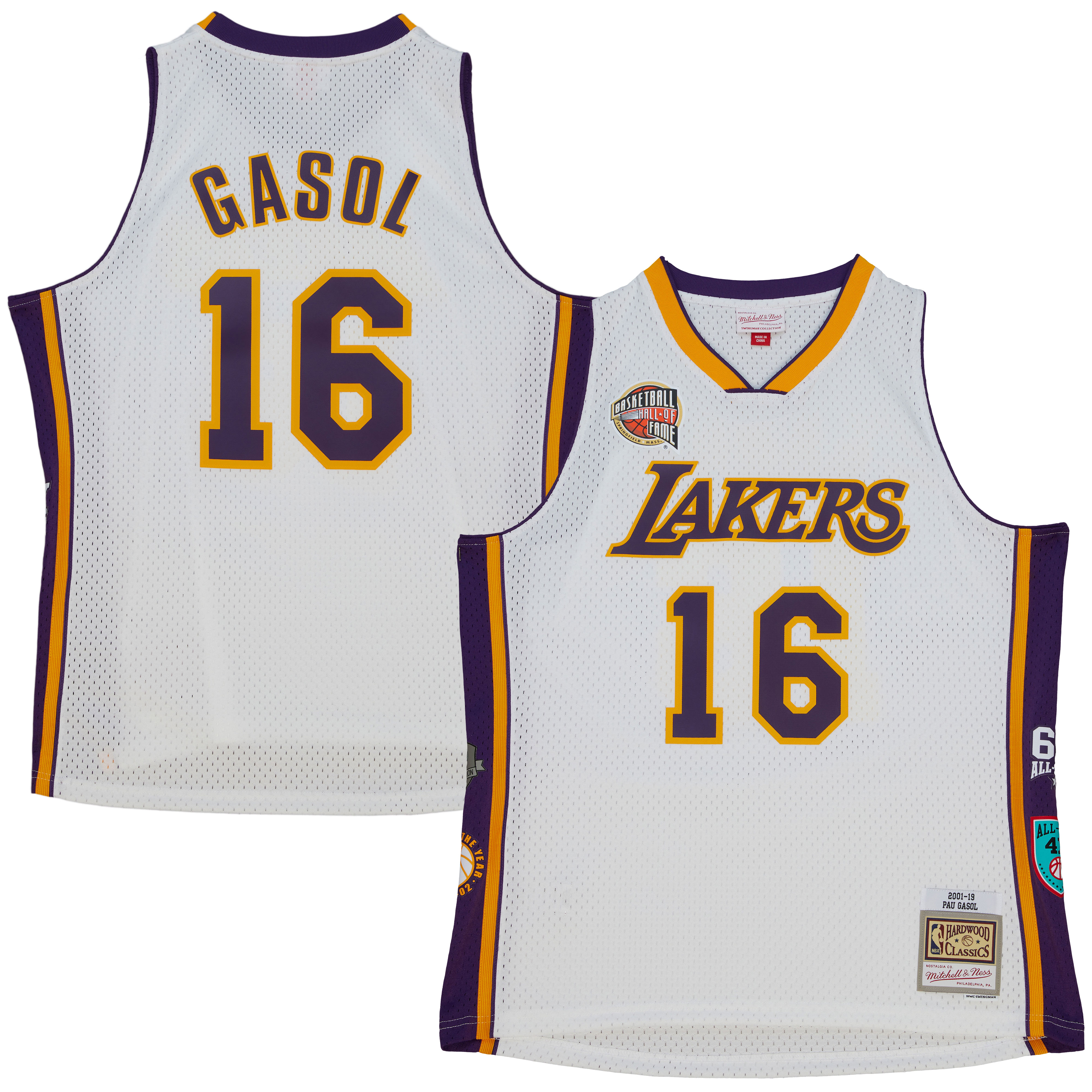 Pau Gasol Los Angeles Lakers Mitchell & Ness Unisex Hall of Fame Class of 2023 Throwback Swingman Jersey - White cheap jerseys for sale - CheapJerseys.Shop
