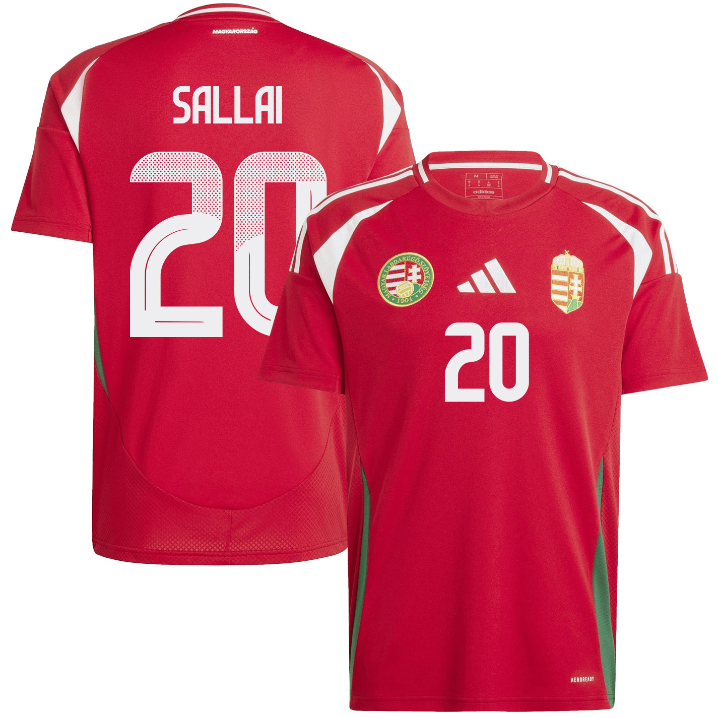 Roland Sallai 20 Hungary National Team 2024/25 Home Men Jersey - Red cheap jerseys for sale - CheapJerseys.Shop