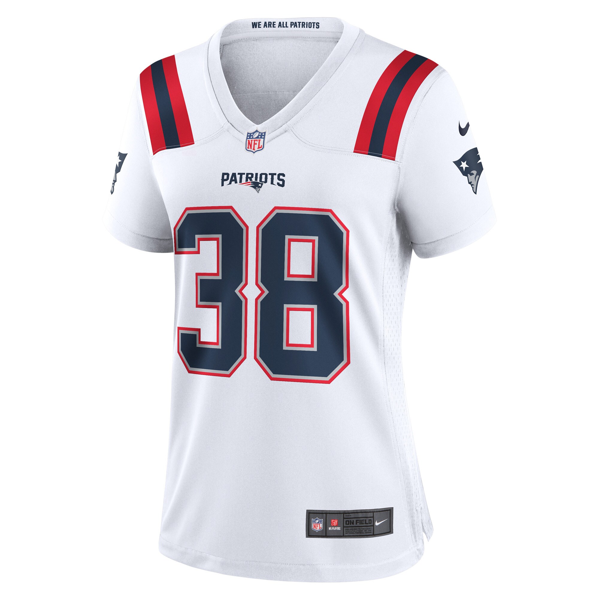 Rhamondre Stevenson New England Patriots Women's Game Player Jersey - White cheap jerseys for sale - CheapJerseys.Shop