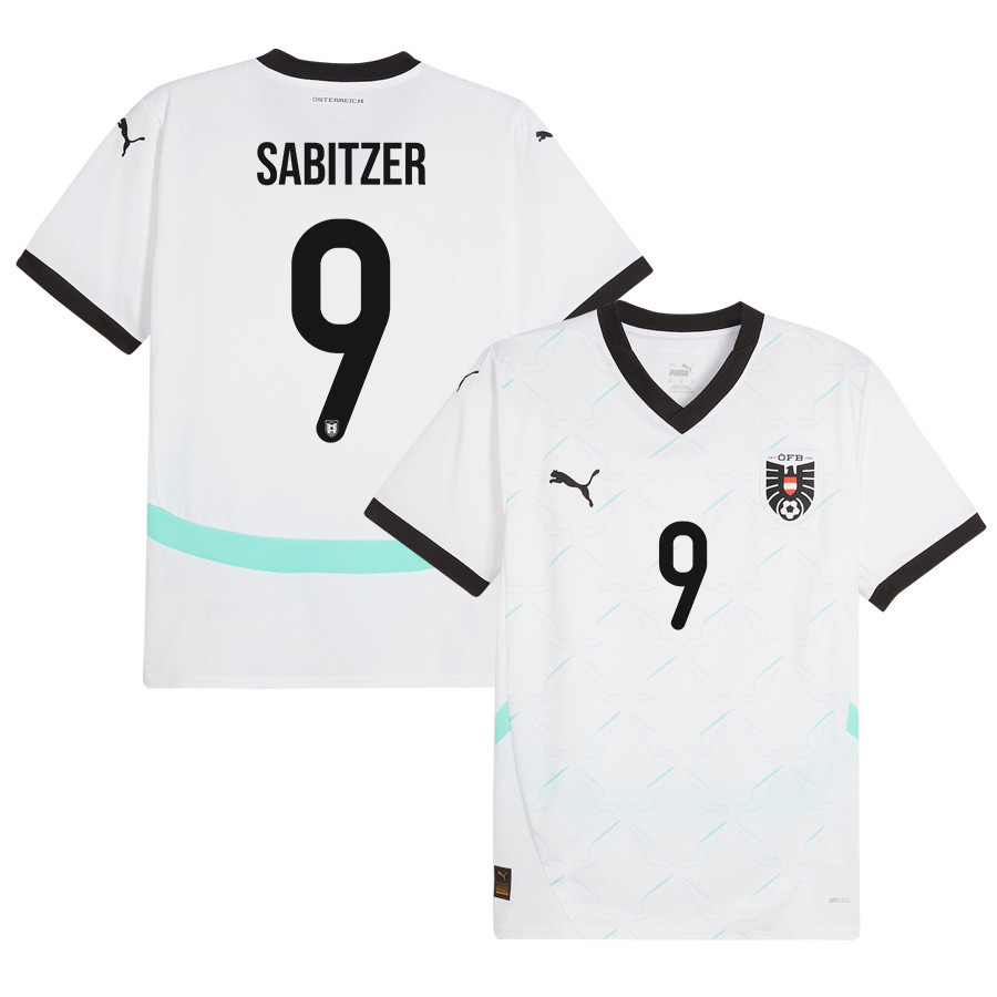 Marcel Sabitzer 9 Austria National Team 2024/25 Away Men Jersey - White cheap jerseys for sale - CheapJerseys.Shop