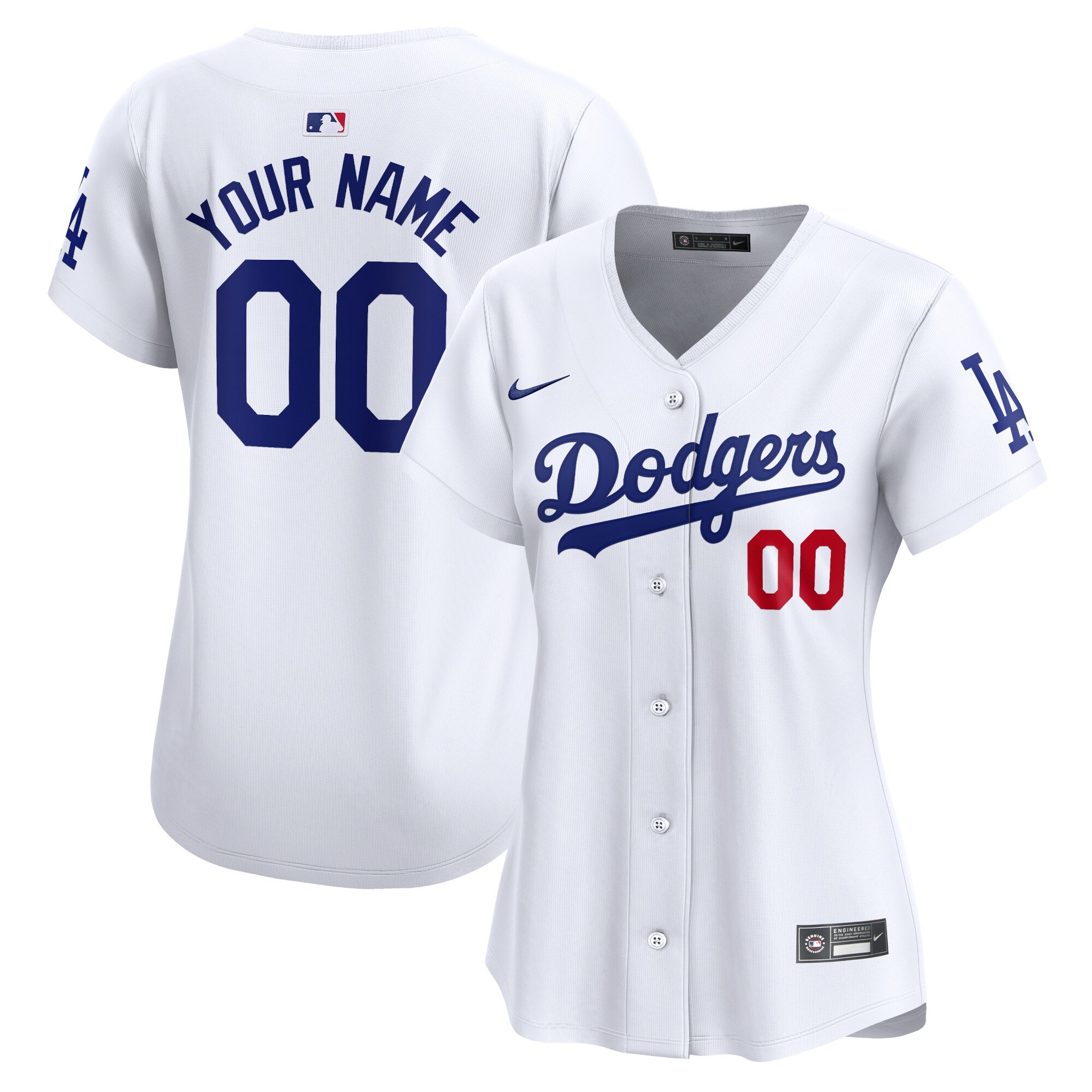 Los Angeles Dodgers Women's Home Limited Custom Jersey - White cheap jerseys for sale - CheapJerseys.Shop