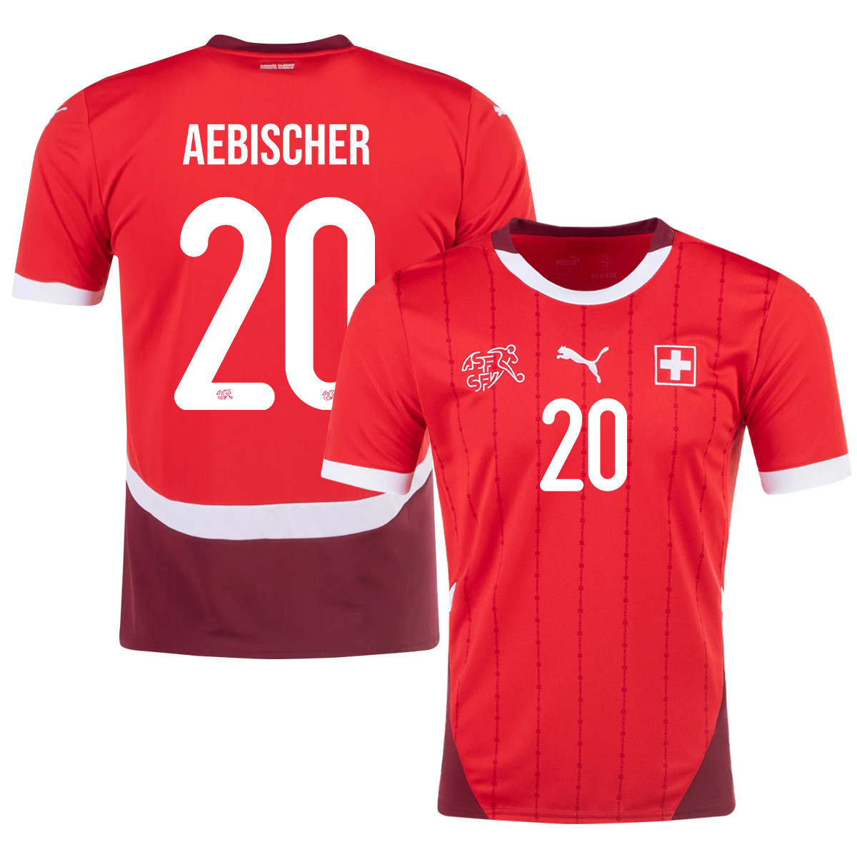 Michel Aebischer 20 Switzerland National Team 2024/25 Home Men Jersey - Red cheap jerseys for sale - CheapJerseys.Shop